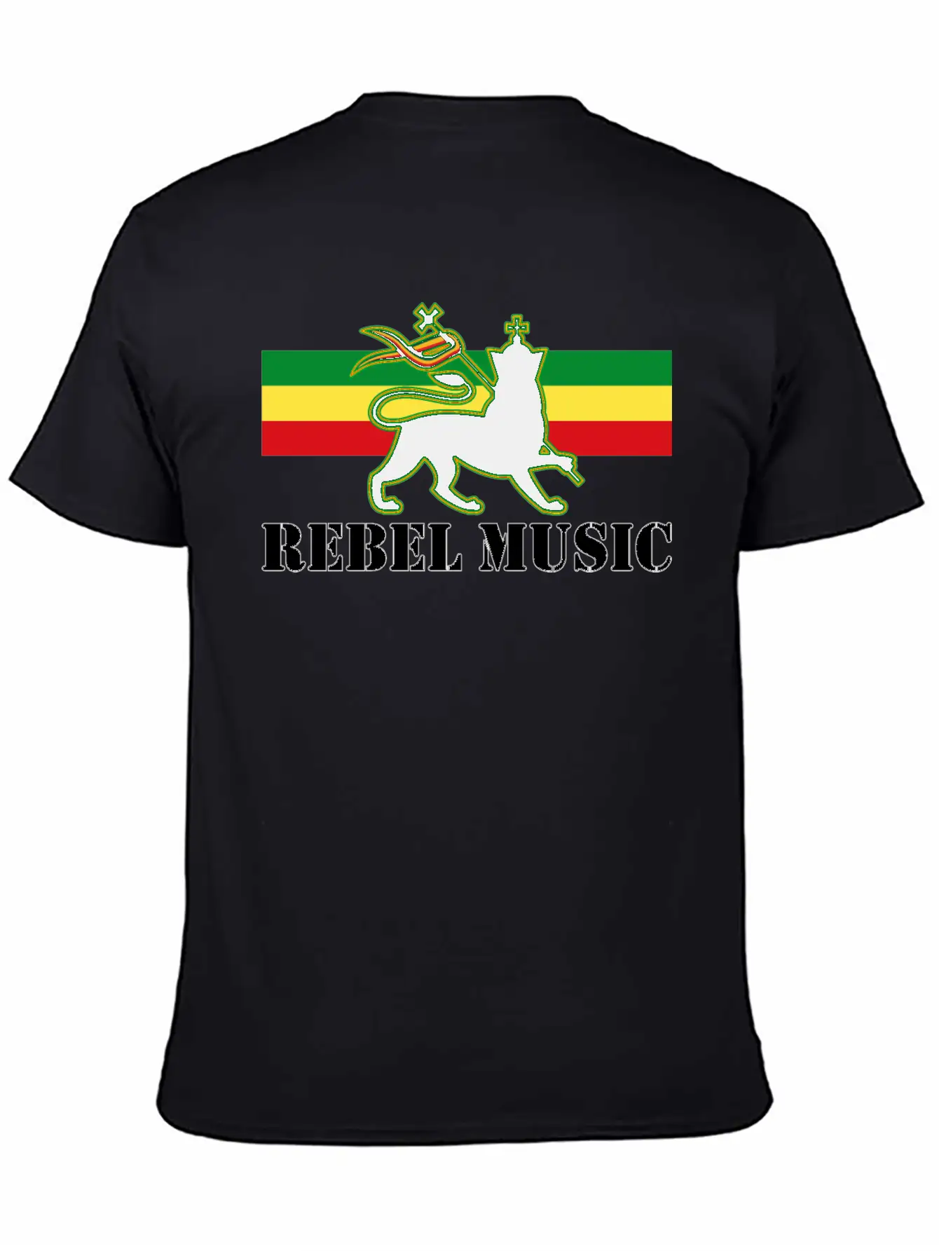 Reggae - Rebel Music W/ The Lion Of Judah - Rasta Unisex Short Sleeve Soft Cotton T-Shirt – Casual Everyday Wear
