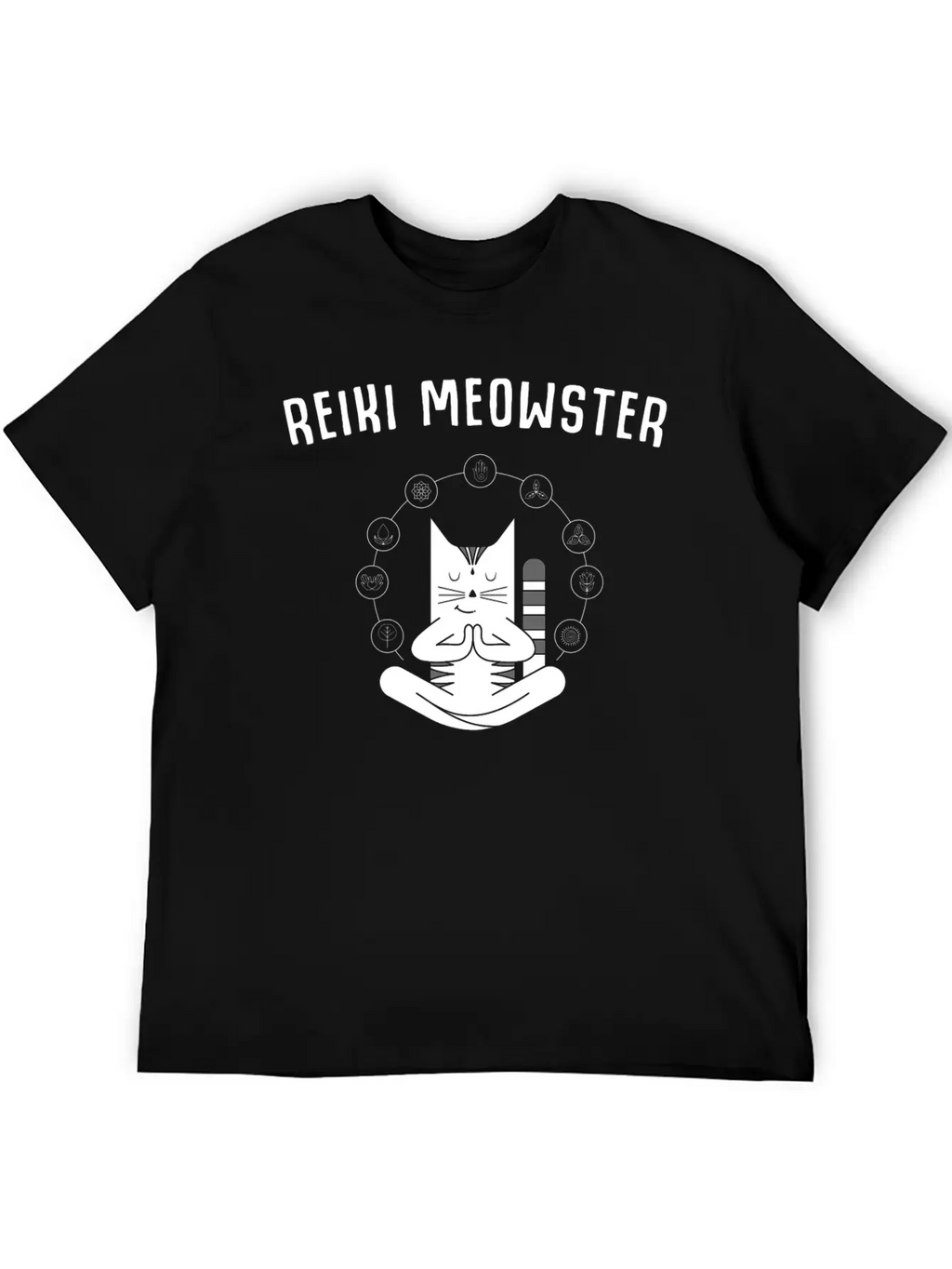 Reiki Master Cute Cat Lover Chakra Healing Casual Graphic T-Shirt – Simple And Comfortable Daily Wear