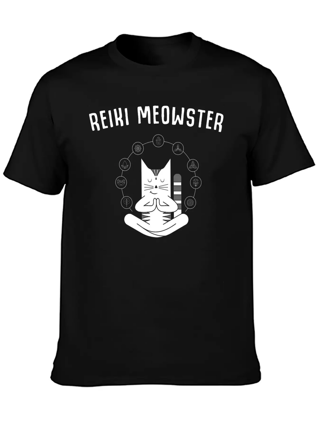 Reiki Master Cute Cat Lover Chakra Healing Casual Graphic T-Shirt – Simple And Comfortable Daily Wear