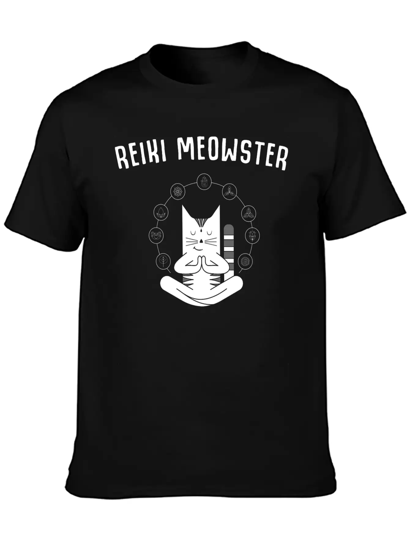 Reiki Master Cute Cat Lover Chakra Healing Casual Graphic T-Shirt – Simple And Comfortable Daily Wear