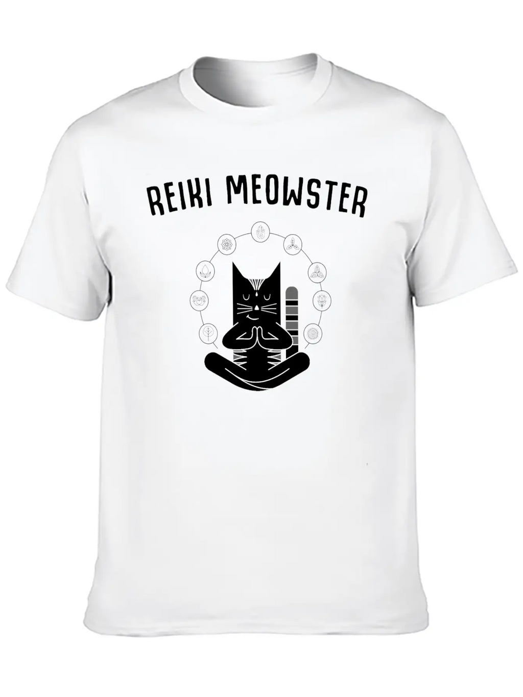 Reiki Master Cute Cat Lover Chakra Healing Casual Graphic T-Shirt – Simple And Comfortable Daily Wear