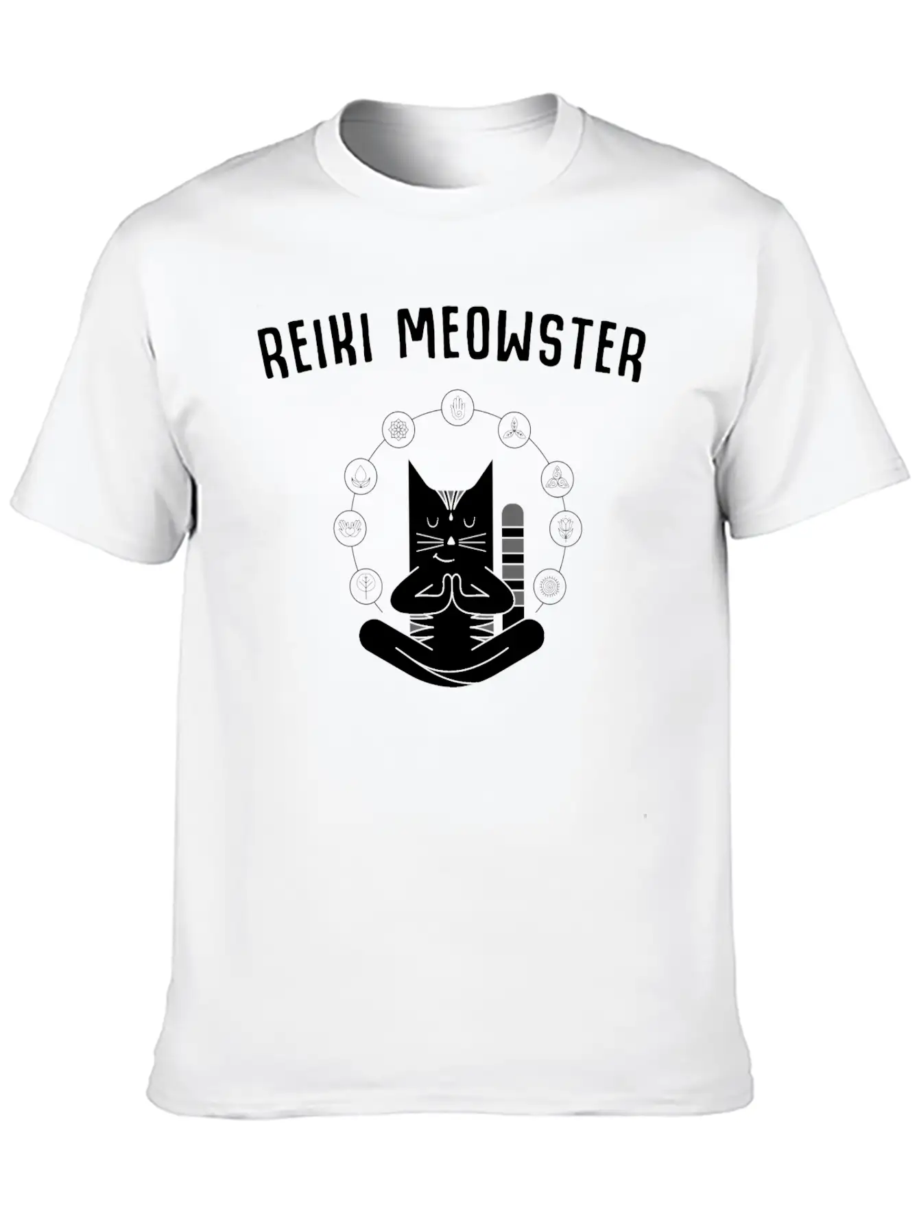 Reiki Master Cute Cat Lover Chakra Healing Casual Graphic T-Shirt – Simple And Comfortable Daily Wear