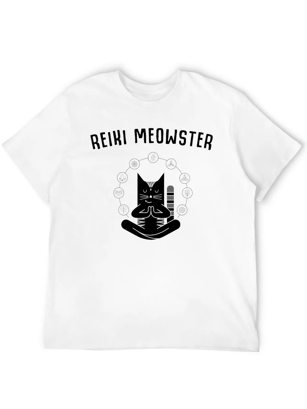 Reiki Master Cute Cat Lover Chakra Healing Unisex Short Sleeve Soft Cotton T-Shirt – Casual Everyday Wear