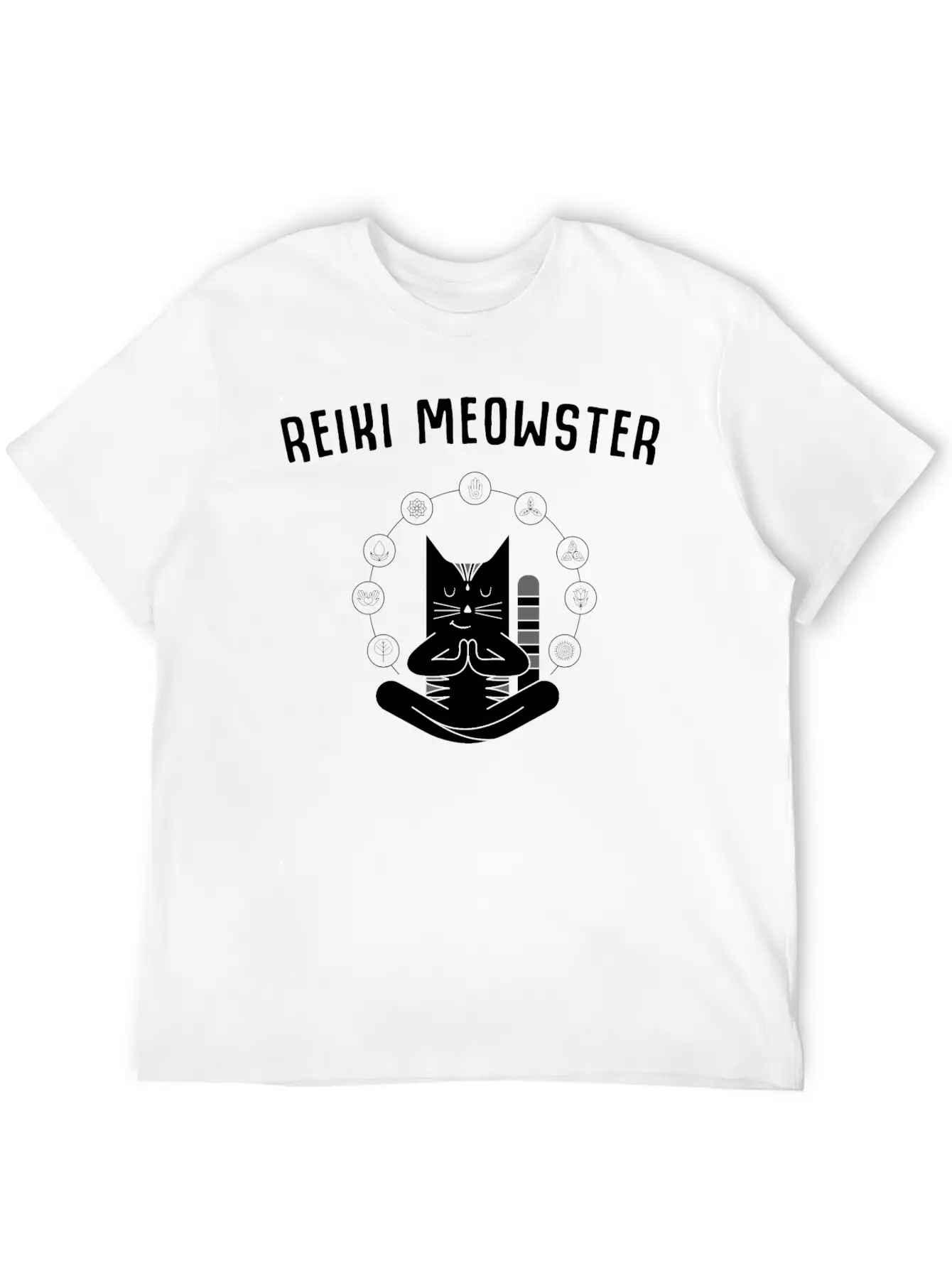 Reiki Master Cute Cat Lover Chakra Healing Unisex Short Sleeve Soft Cotton T-Shirt – Casual Everyday Wear