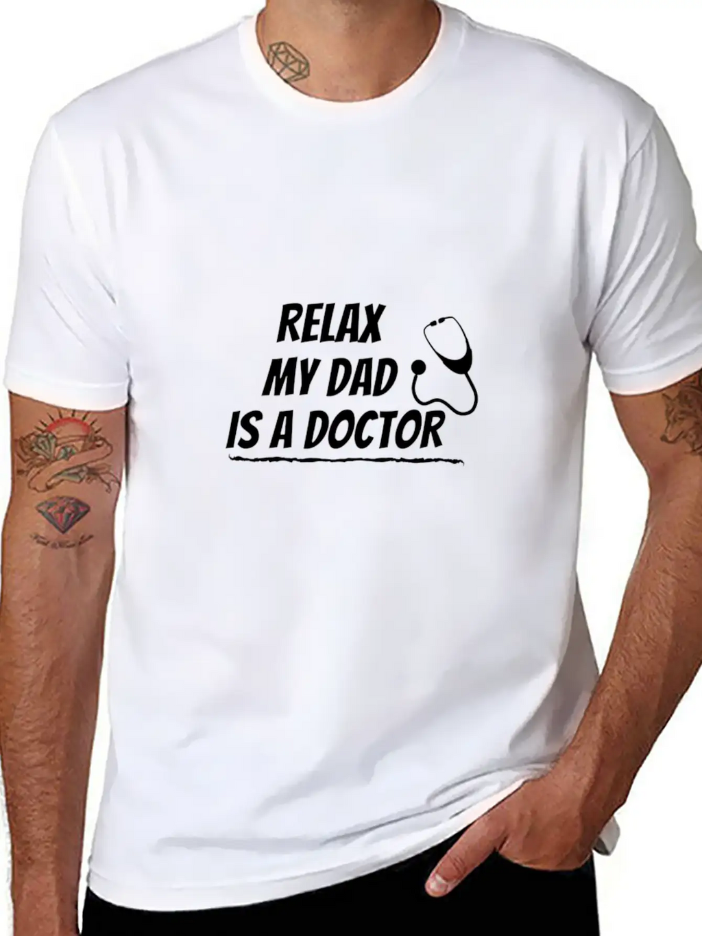 Relax My Dad Is A Doctor Funny Saying Shirt Unisex Short Sleeve Soft Cotton T-Shirt – Casual Everyday Wear