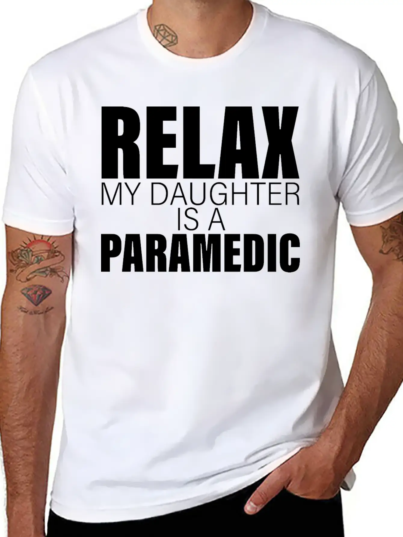 Relax My Daughter Is A Paramedic Classic Fit Graphic Tee For Daily Comfort – Unisex Cotton Shirt