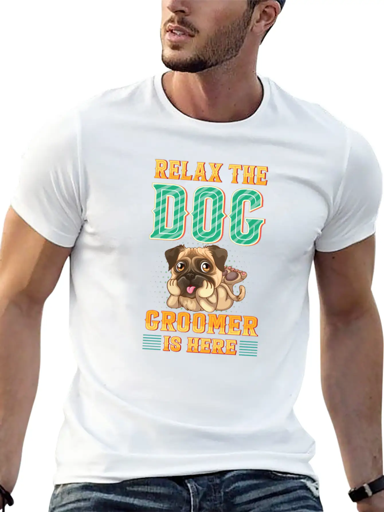 Relax The Dog Groomer Is Here - Cuddler Grooming Stylish Everyday T-Shirt – Unisex Basic Cotton Tee