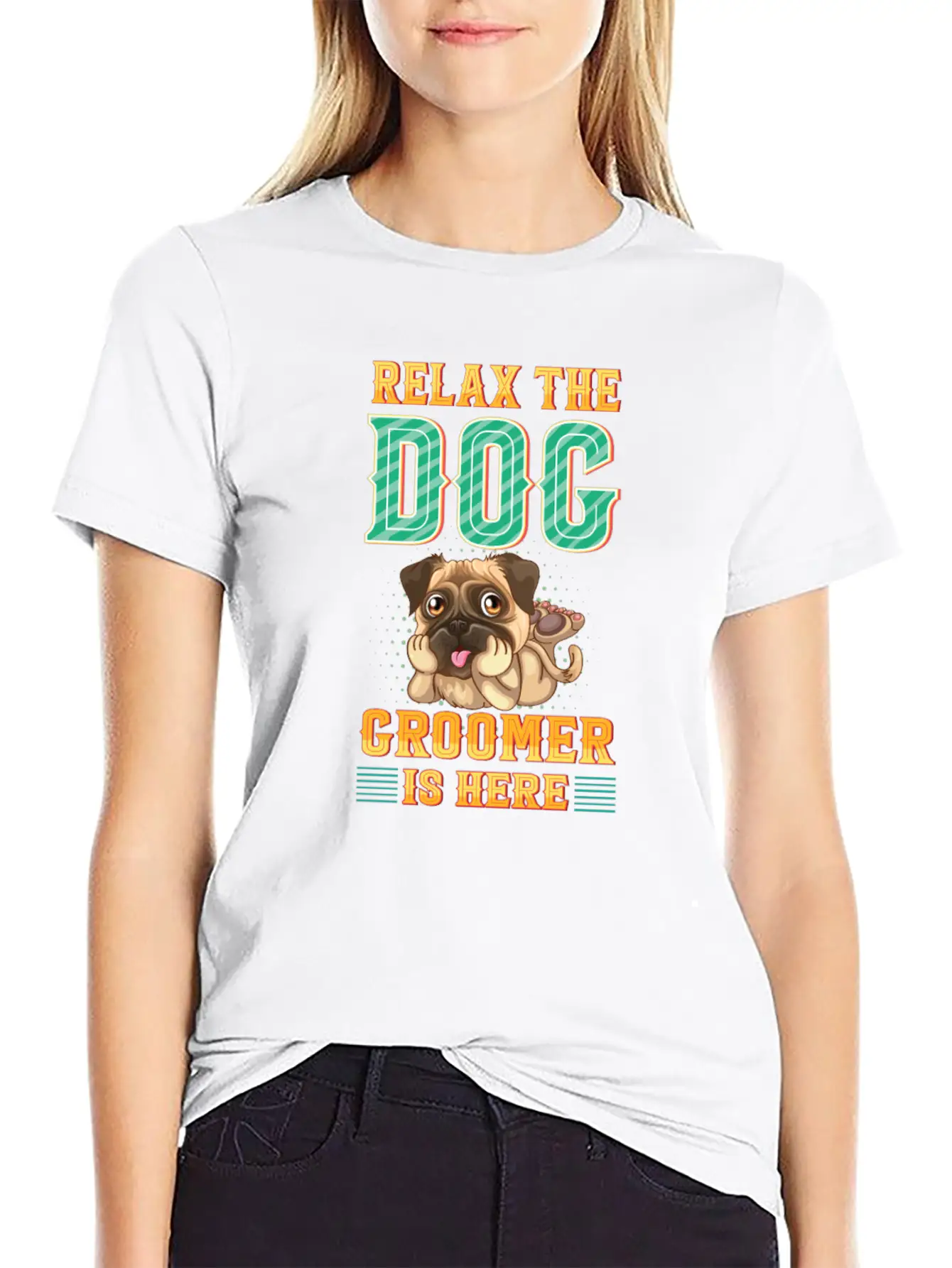 Relax The Dog Groomer Is Here - Cuddler Grooming Stylish Everyday T-Shirt – Unisex Basic Cotton Tee