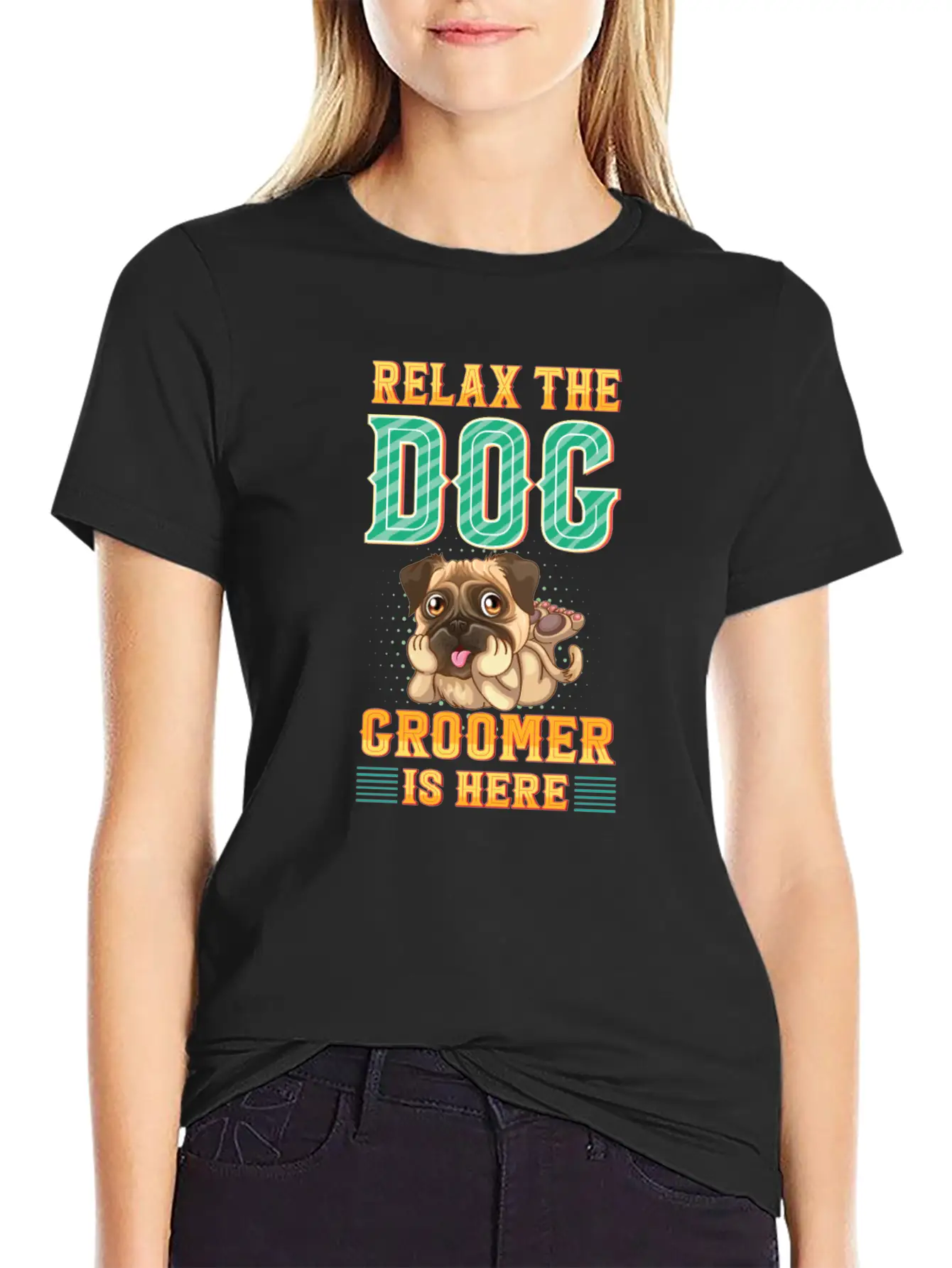 Relax The Dog Groomer Is Here - Cuddler Grooming Stylish Everyday T-Shirt – Unisex Basic Cotton Tee