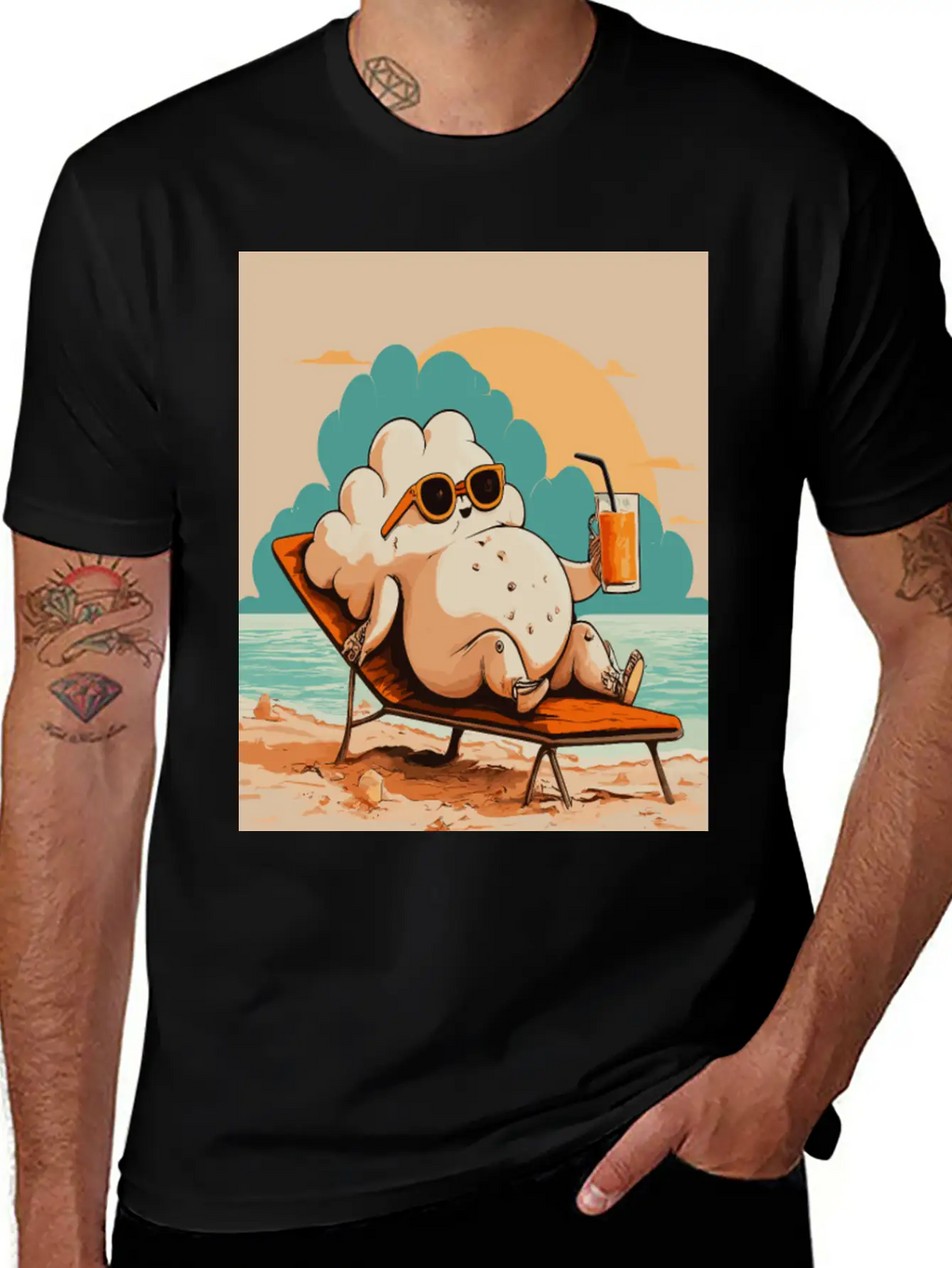 Relaxed Cloud With Sunglasses Summer Beach Graphic Classic Fit Graphic Tee For Daily Comfort – Unisex Cotton Shirt