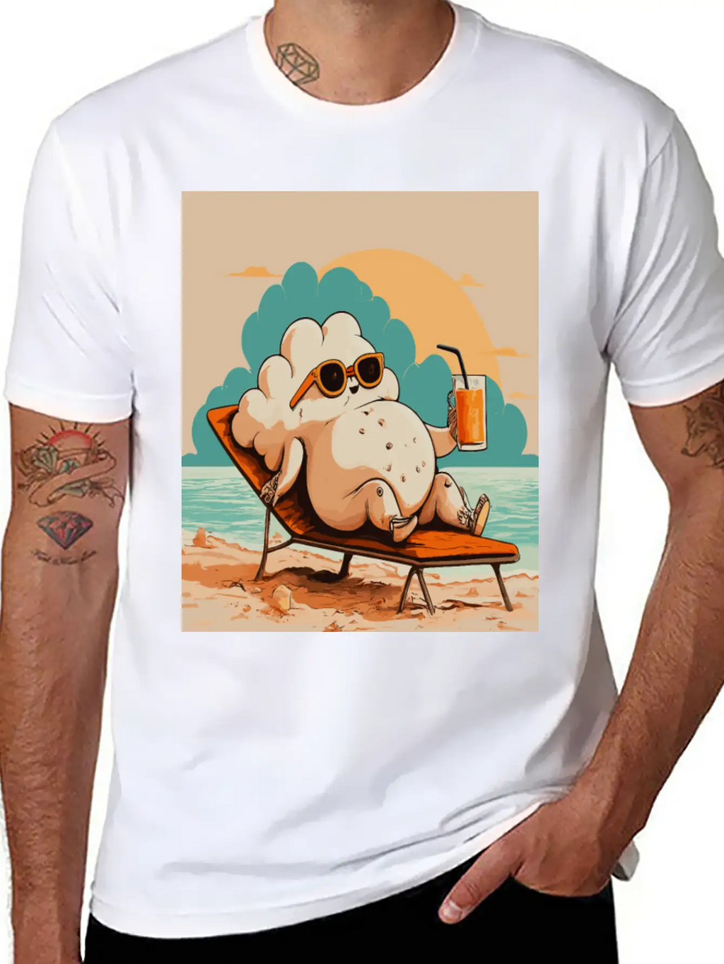 Relaxed Cloud With Sunglasses Summer Beach Graphic Classic Fit Graphic Tee For Daily Comfort – Unisex Cotton Shirt