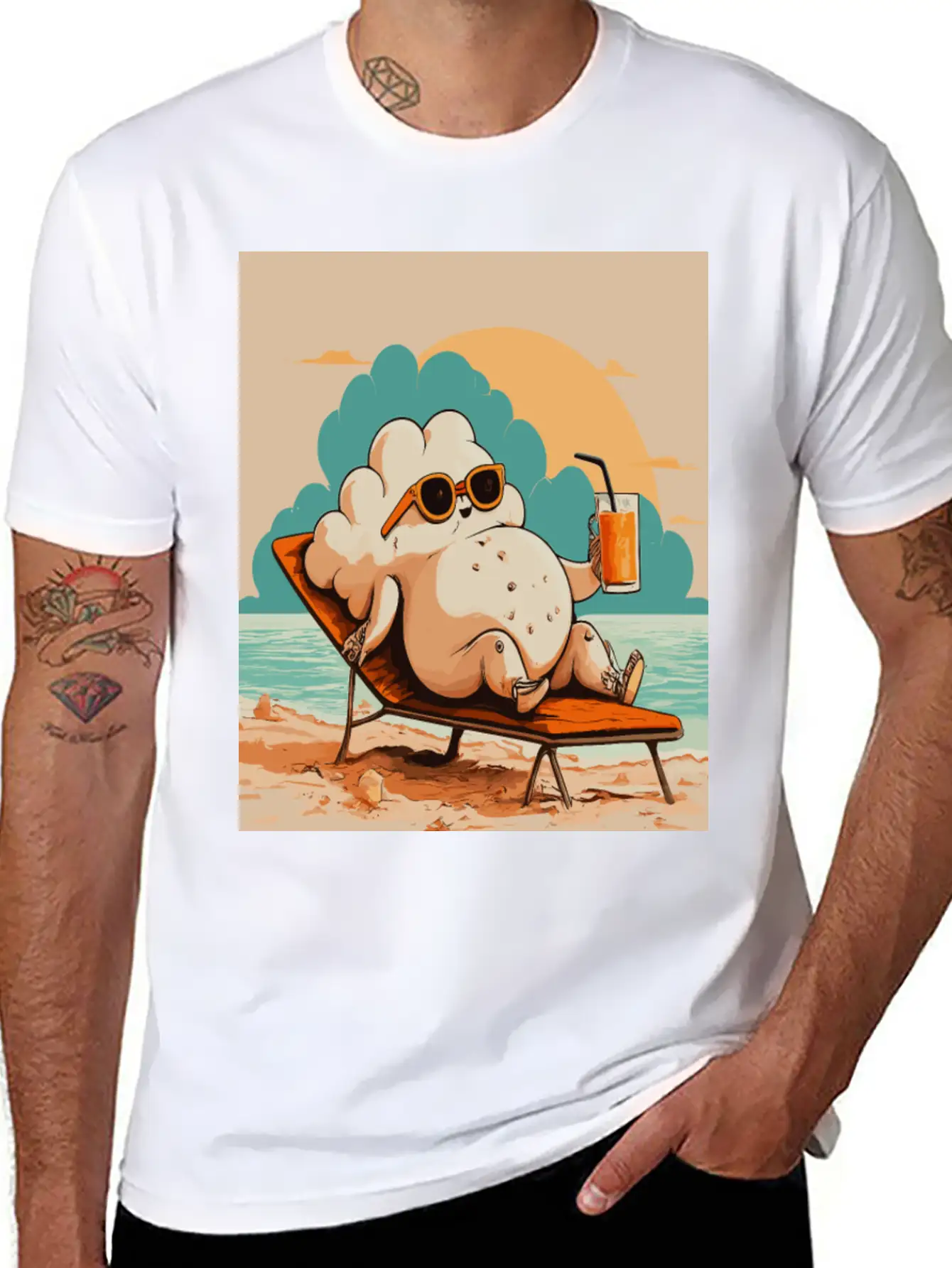 Relaxed Cloud With Sunglasses Summer Beach Graphic Classic Fit Graphic Tee For Daily Comfort – Unisex Cotton Shirt