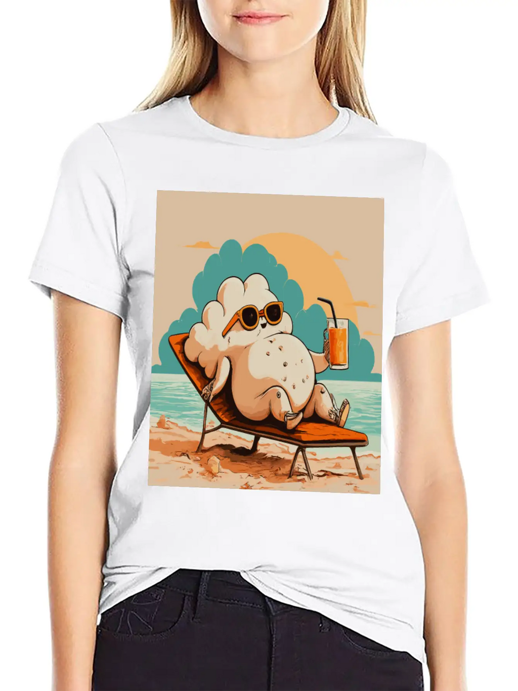 Relaxed Cloud With Sunglasses Summer Beach Graphic Classic Fit Graphic Tee For Daily Comfort – Unisex Cotton Shirt