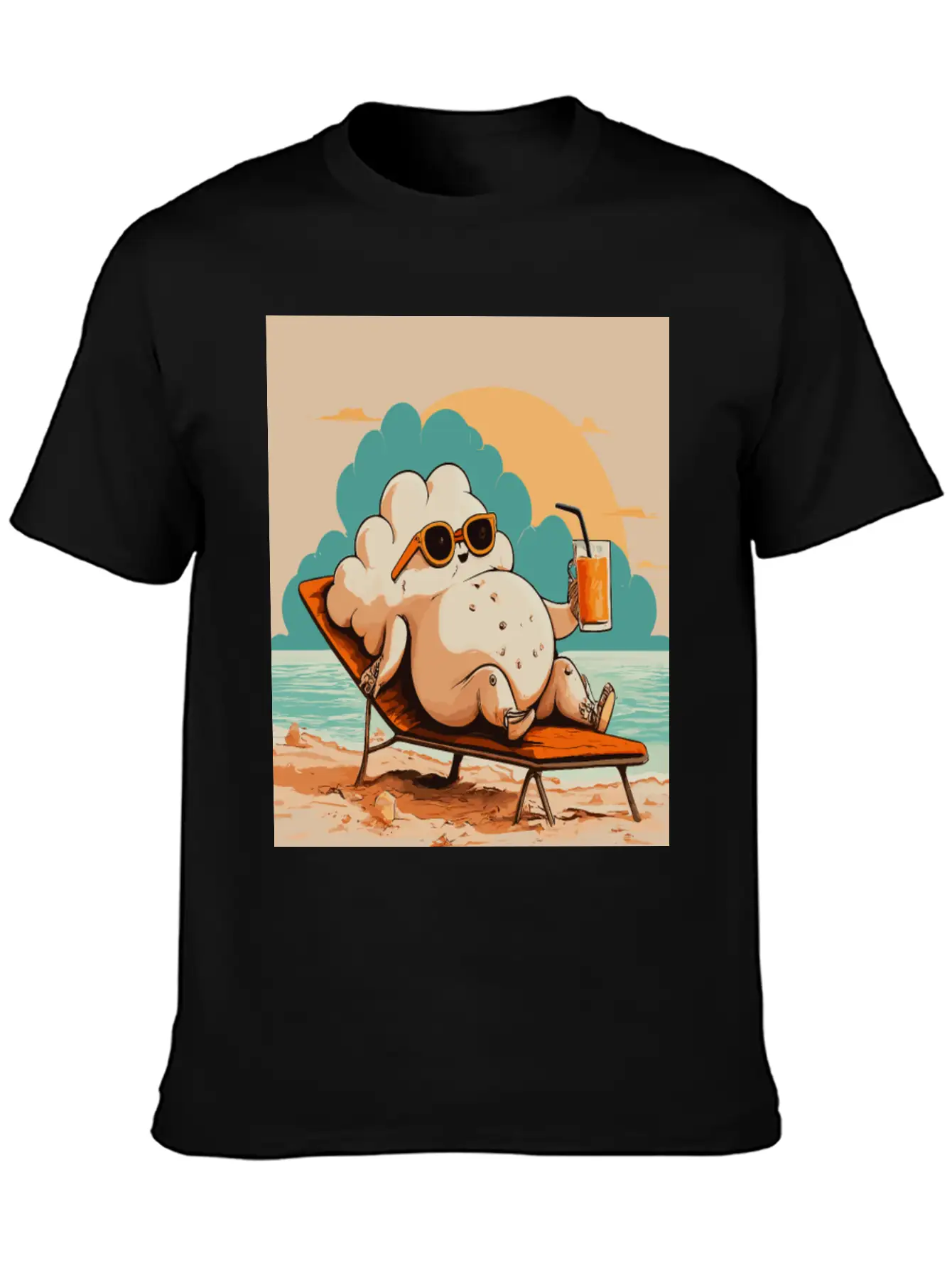 Relaxed Cloud With Sunglasses Summer Beach Graphic Classic Fit Graphic Tee For Daily Comfort – Unisex Cotton Shirt