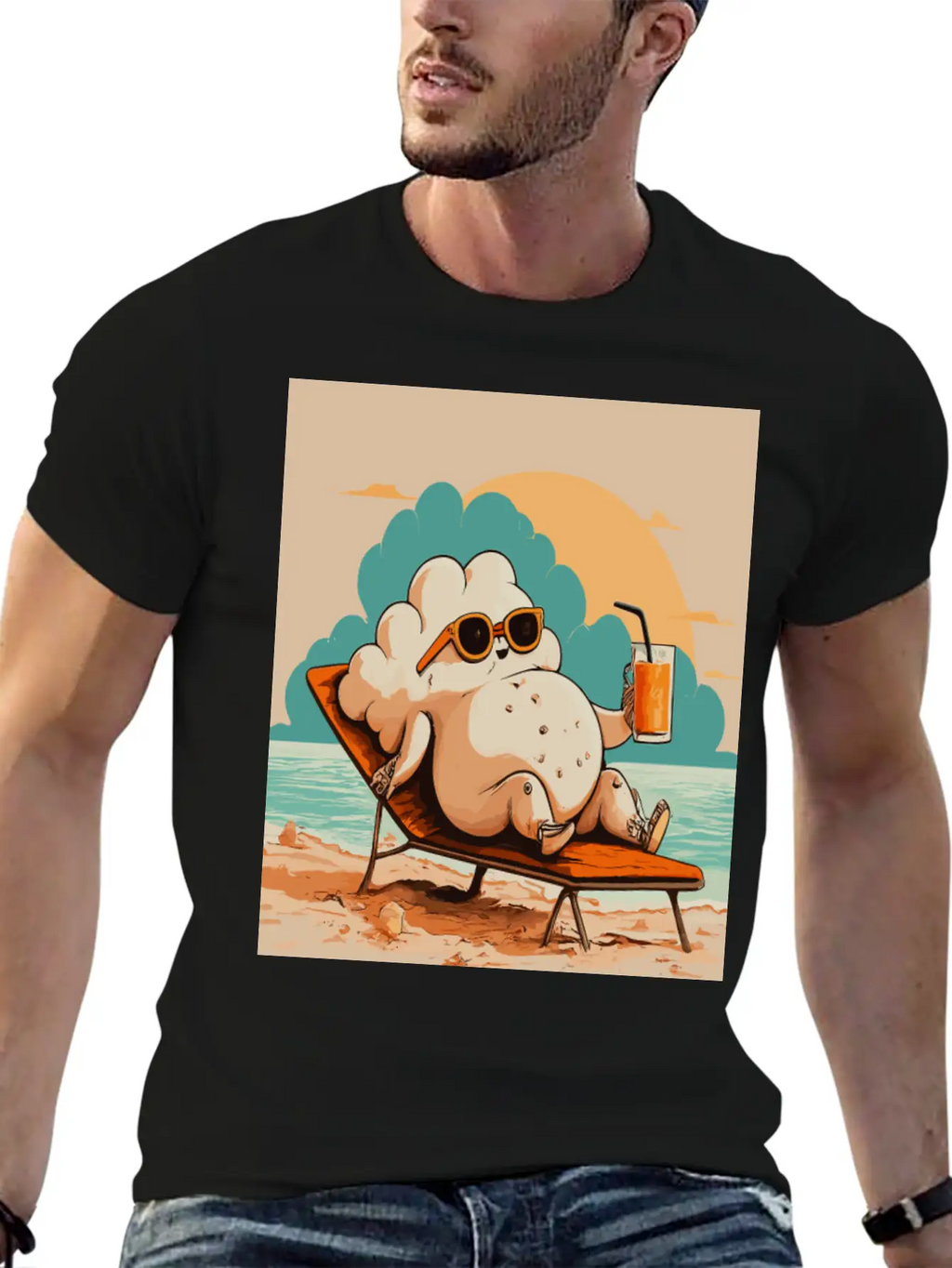 Relaxed Cloud With Sunglasses Summer Beach Graphic Classic Fit Graphic Tee For Daily Comfort – Unisex Cotton Shirt