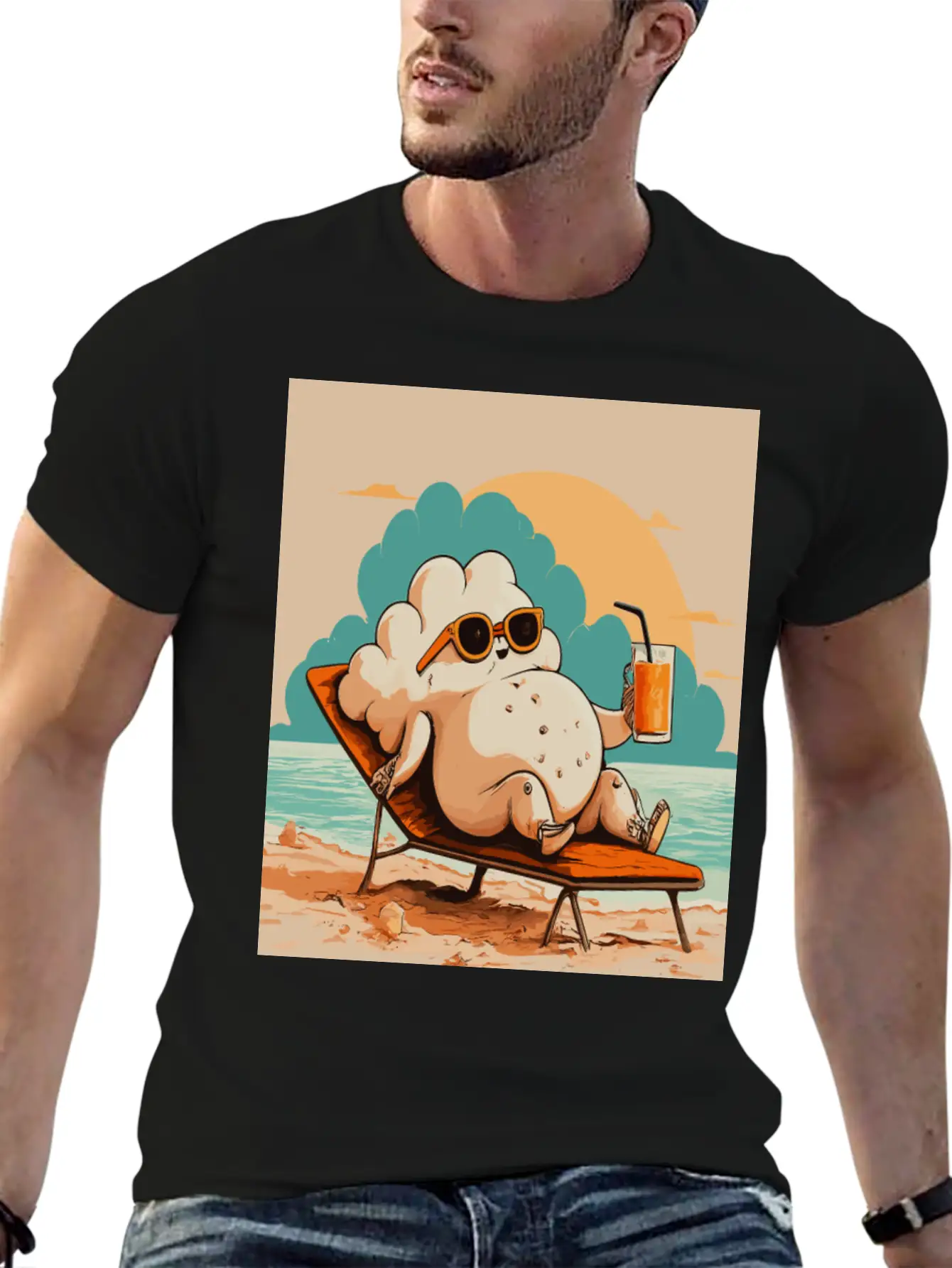 Relaxed Cloud With Sunglasses Summer Beach Graphic Classic Fit Graphic Tee For Daily Comfort – Unisex Cotton Shirt