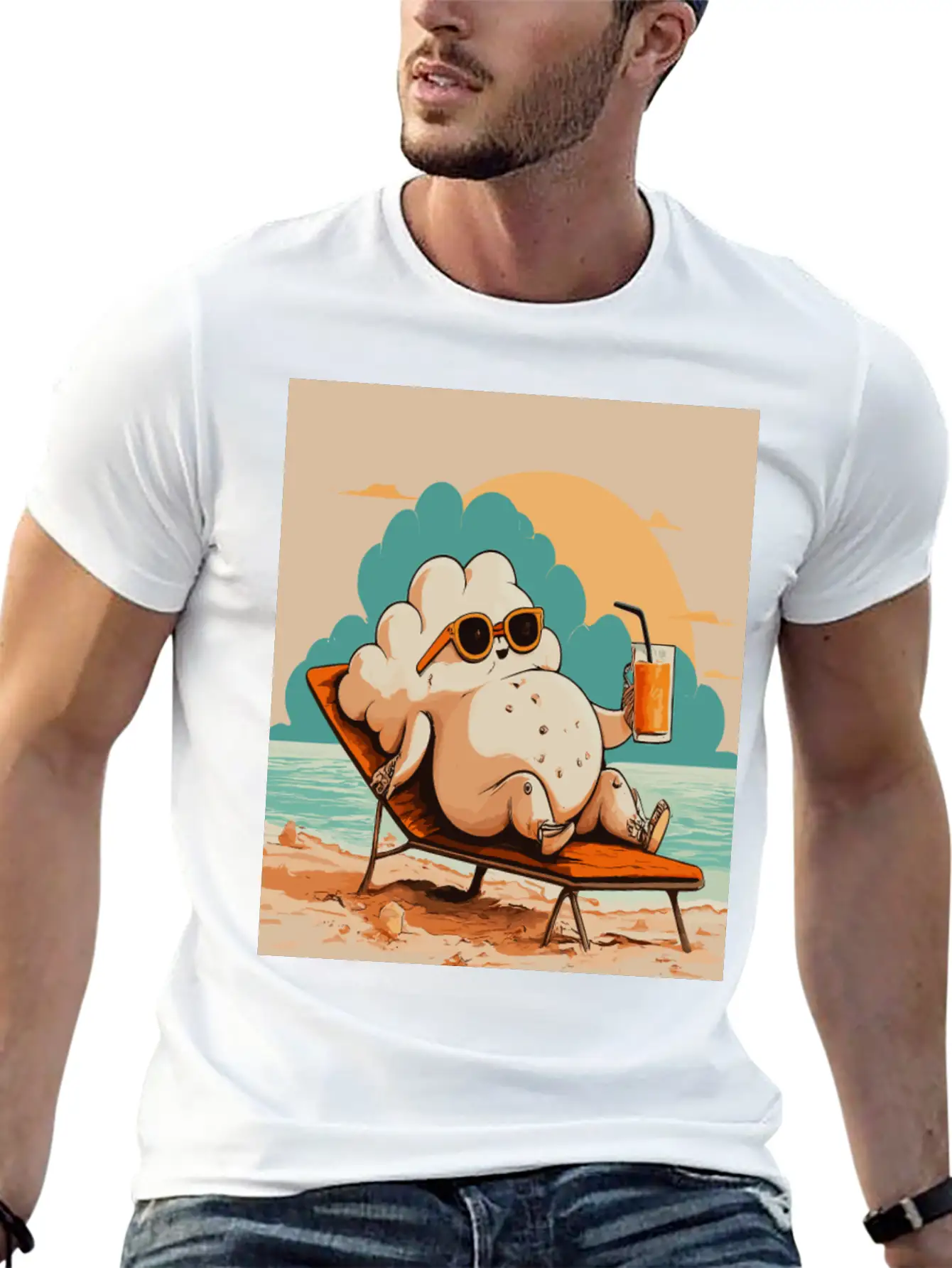 Relaxed Cloud With Sunglasses Summer Beach Graphic Classic Fit Graphic Tee For Daily Comfort – Unisex Cotton Shirt