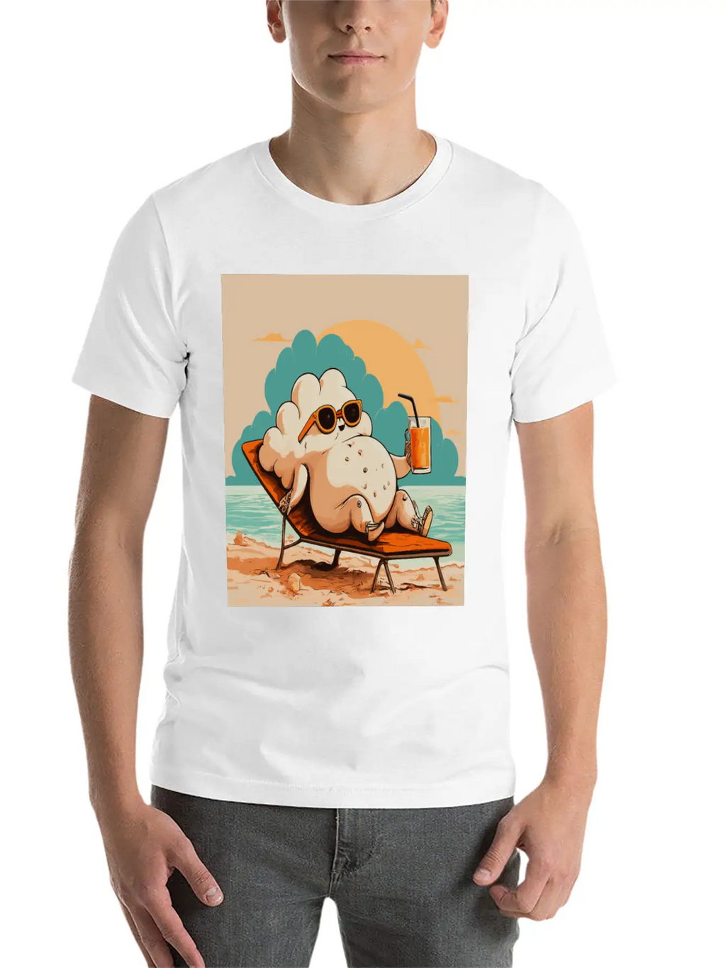 Relaxed Cloud With Sunglasses Summer Beach Graphic Classic Fit Graphic Tee For Daily Comfort – Unisex Cotton Shirt