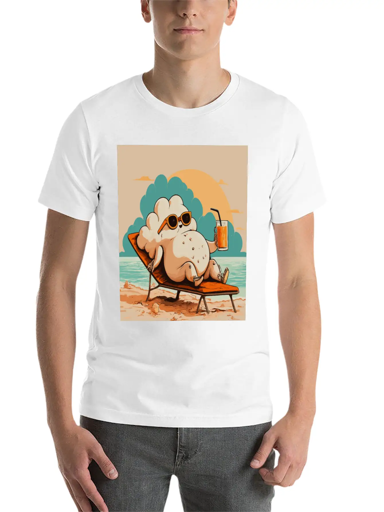 Relaxed Cloud With Sunglasses Summer Beach Graphic Classic Fit Graphic Tee For Daily Comfort – Unisex Cotton Shirt