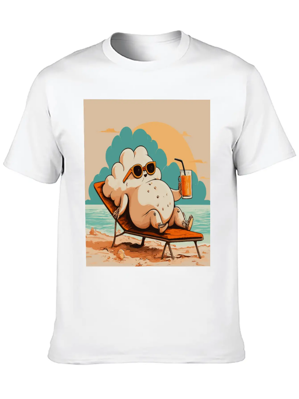 Relaxed Cloud With Sunglasses Summer Beach Graphic Classic Fit Graphic Tee For Daily Comfort – Unisex Cotton Shirt