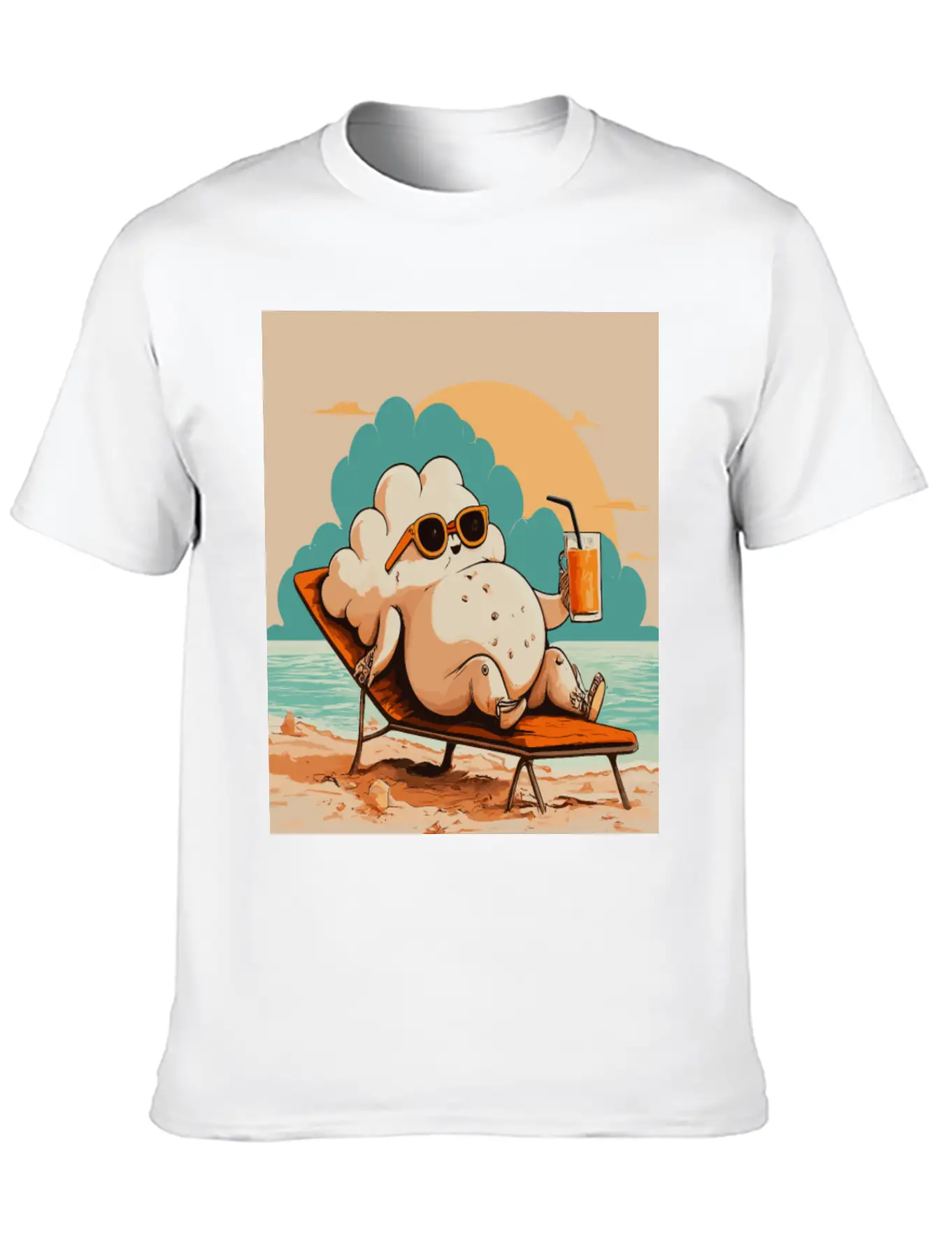 Relaxed Cloud With Sunglasses Summer Beach Graphic Classic Fit Graphic Tee For Daily Comfort – Unisex Cotton Shirt