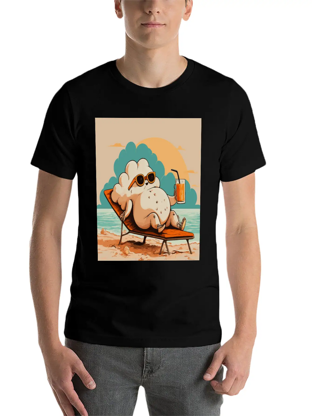 Relaxed Cloud With Sunglasses Summer Beach Graphic Classic Fit Graphic Tee For Daily Comfort – Unisex Cotton Shirt