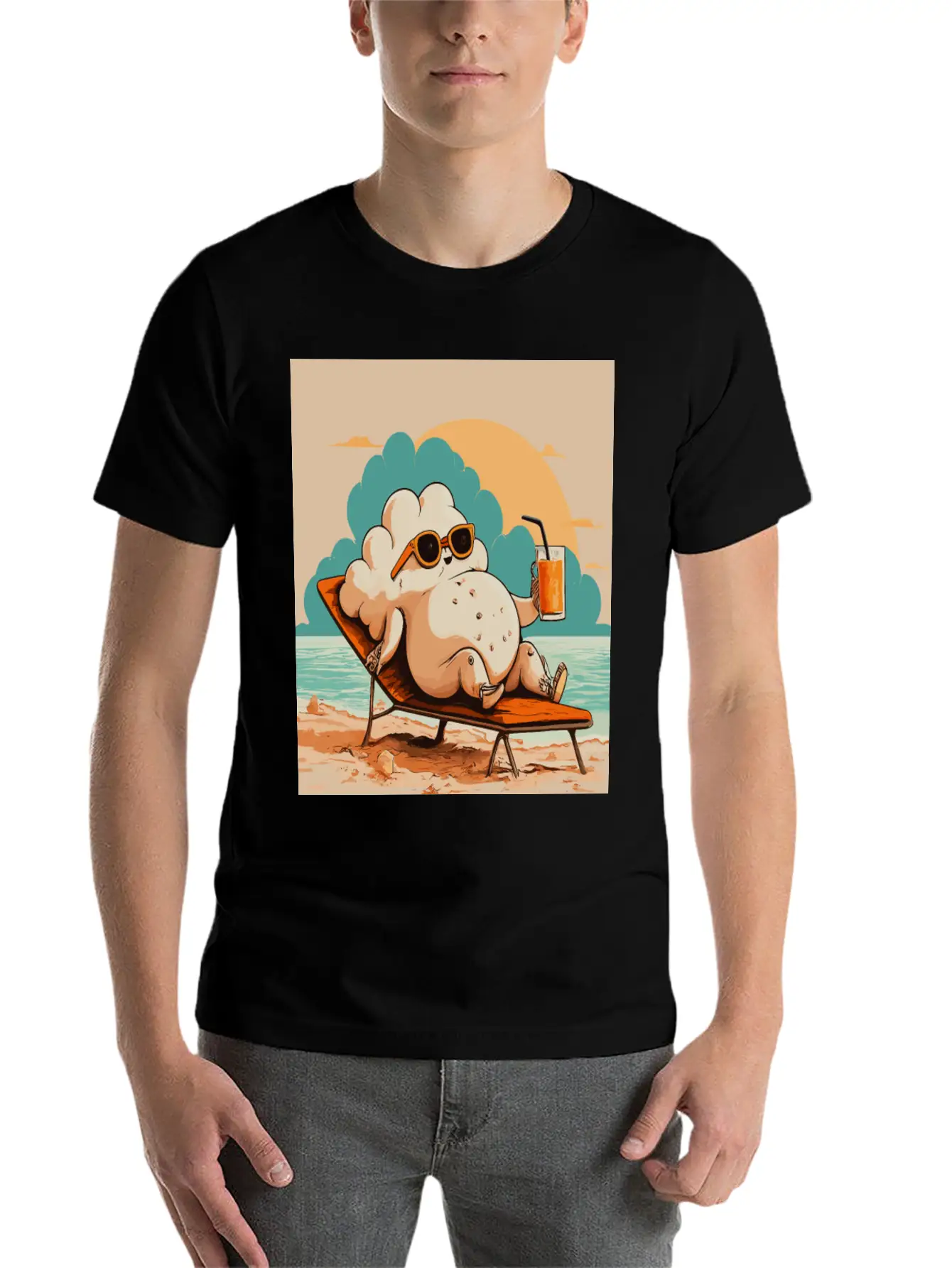 Relaxed Cloud With Sunglasses Summer Beach Graphic Classic Fit Graphic Tee For Daily Comfort – Unisex Cotton Shirt
