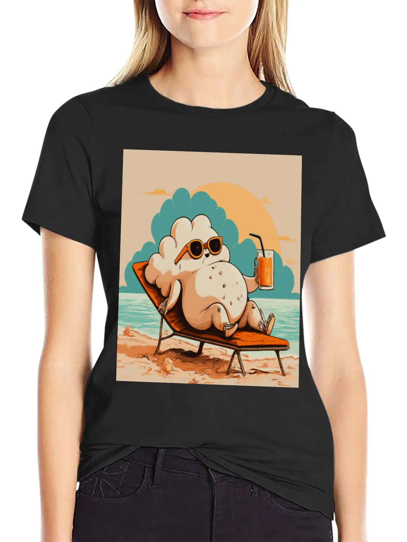 Relaxed Cloud With Sunglasses Summer Beach Graphic Classic Fit Graphic Tee For Daily Comfort – Unisex Cotton Shirt