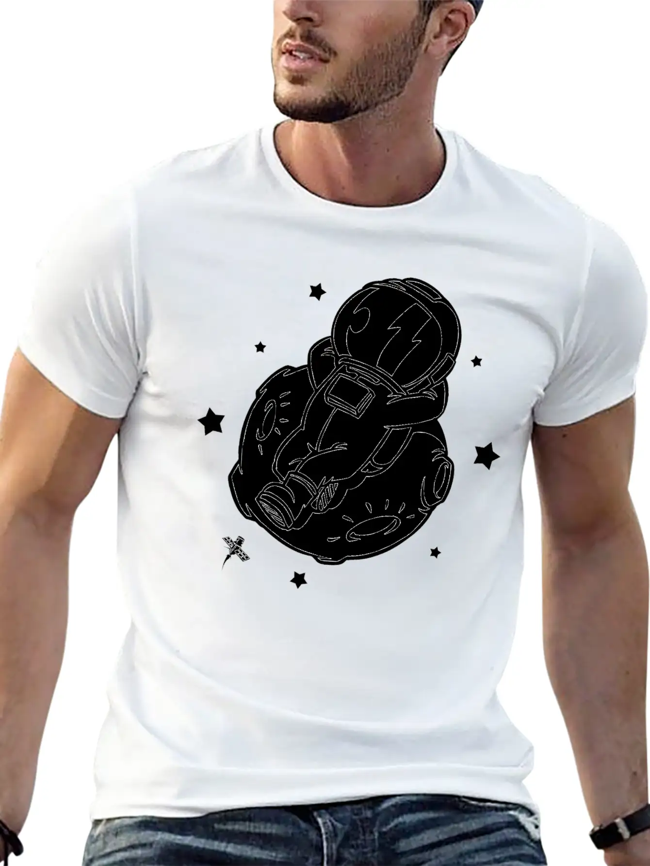 Relaxing Astronaut On A Planet Classic Fit Graphic Tee For Daily Comfort – Unisex Cotton Shirt