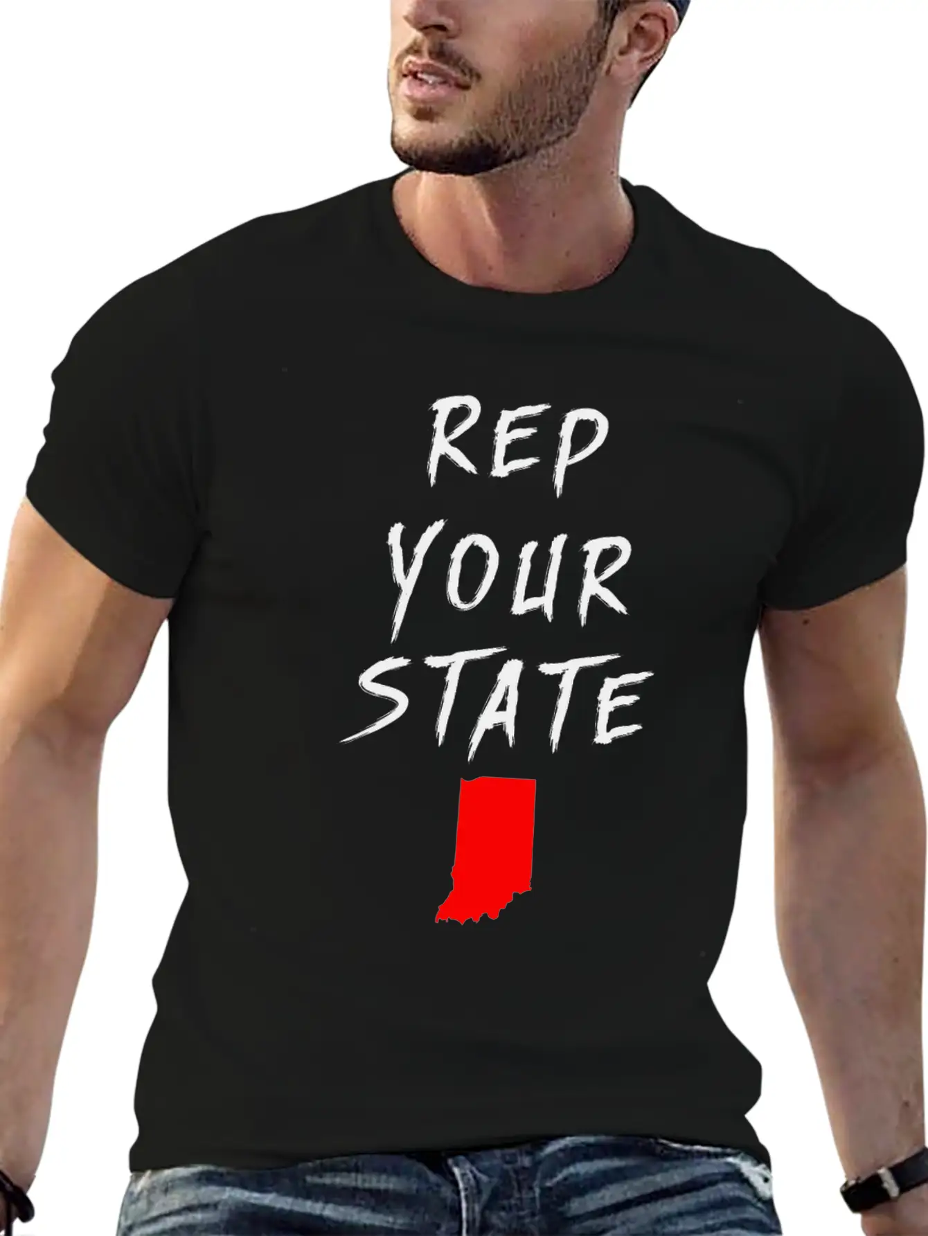 REP YOUR STATE INDIANA Breathable Soft Cotton T-Shirt – Timeless Casual Look