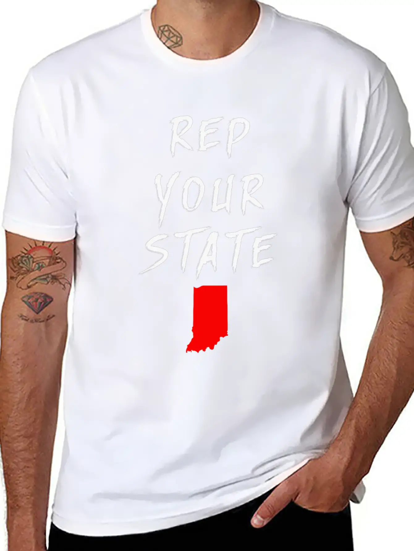 REP YOUR STATE INDIANA Breathable Soft Cotton T-Shirt – Timeless Casual Look