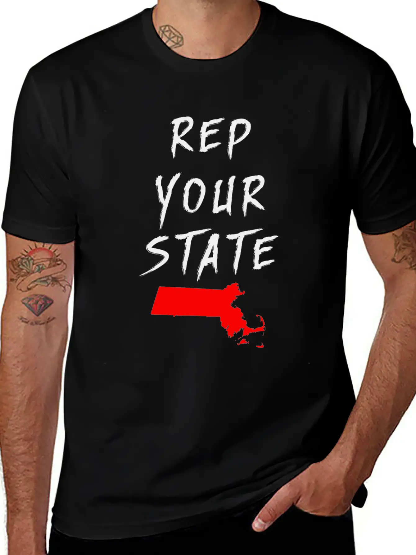 REP YOUR STATE MASSACHUSETTS Breathable Soft Cotton T-Shirt – Timeless Casual Look