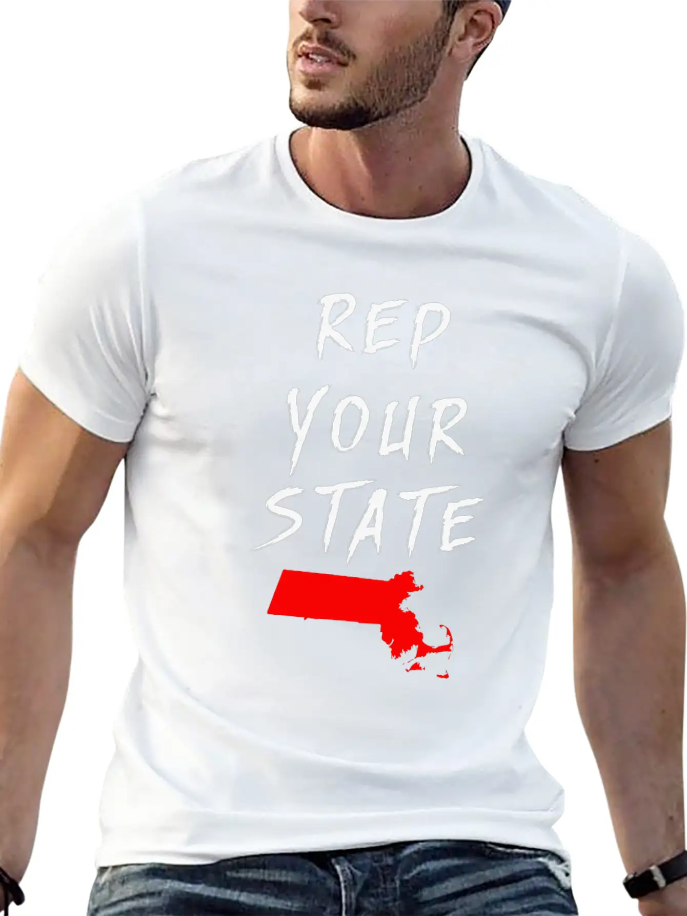 REP YOUR STATE MASSACHUSETTS Breathable Soft Cotton T-Shirt – Timeless Casual Look
