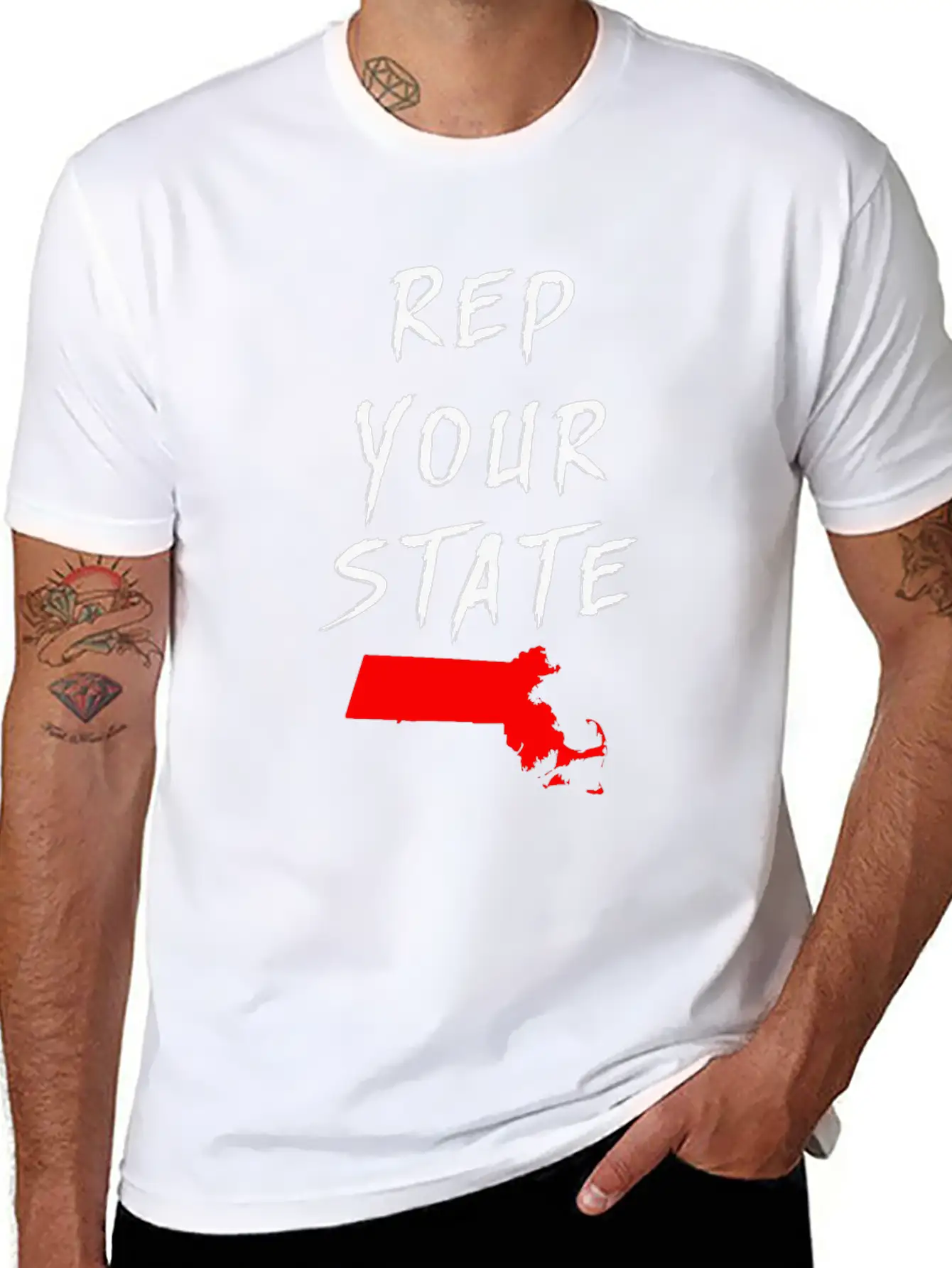 REP YOUR STATE MASSACHUSETTS Breathable Soft Cotton T-Shirt – Timeless Casual Look