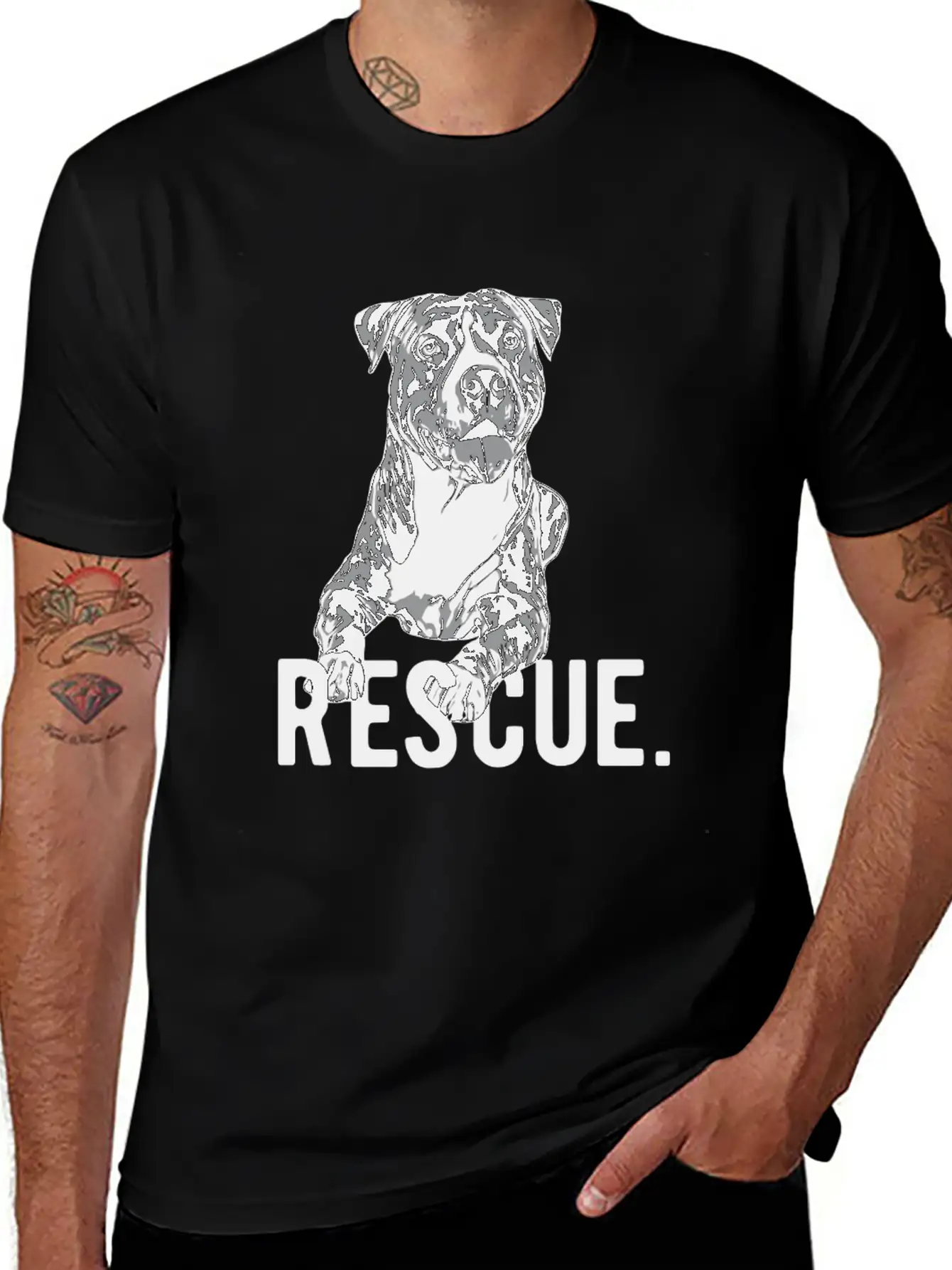 Rescue Pitbull Drawing Dog Mom Adopt Don'T Shop Ma Unisex Casual T-Shirt – Clean Design For Daily Comfort