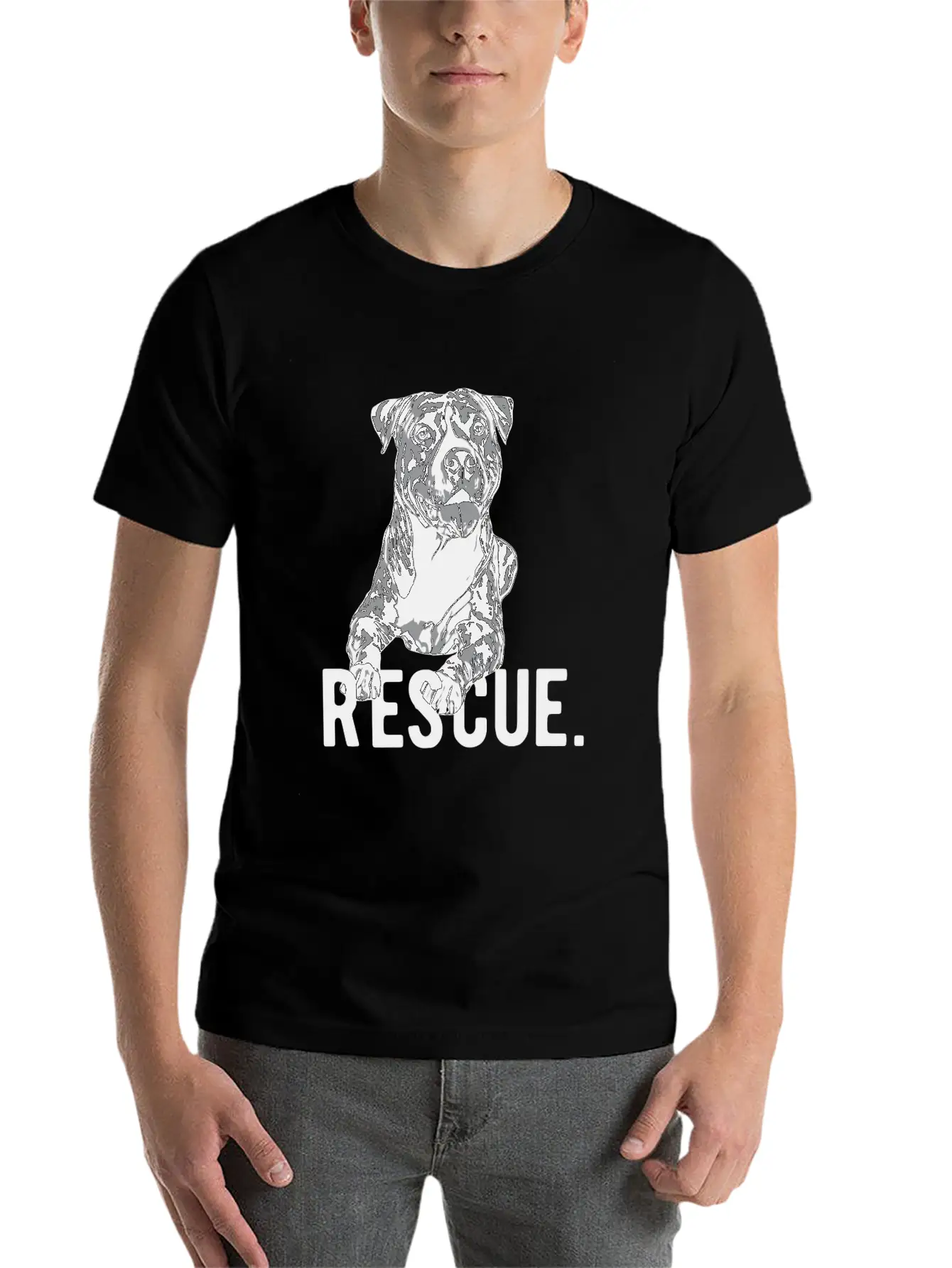 Rescue Pitbull Drawing Dog Mom Adopt Don'T Shop Ma Unisex Casual T-Shirt – Clean Design For Daily Comfort