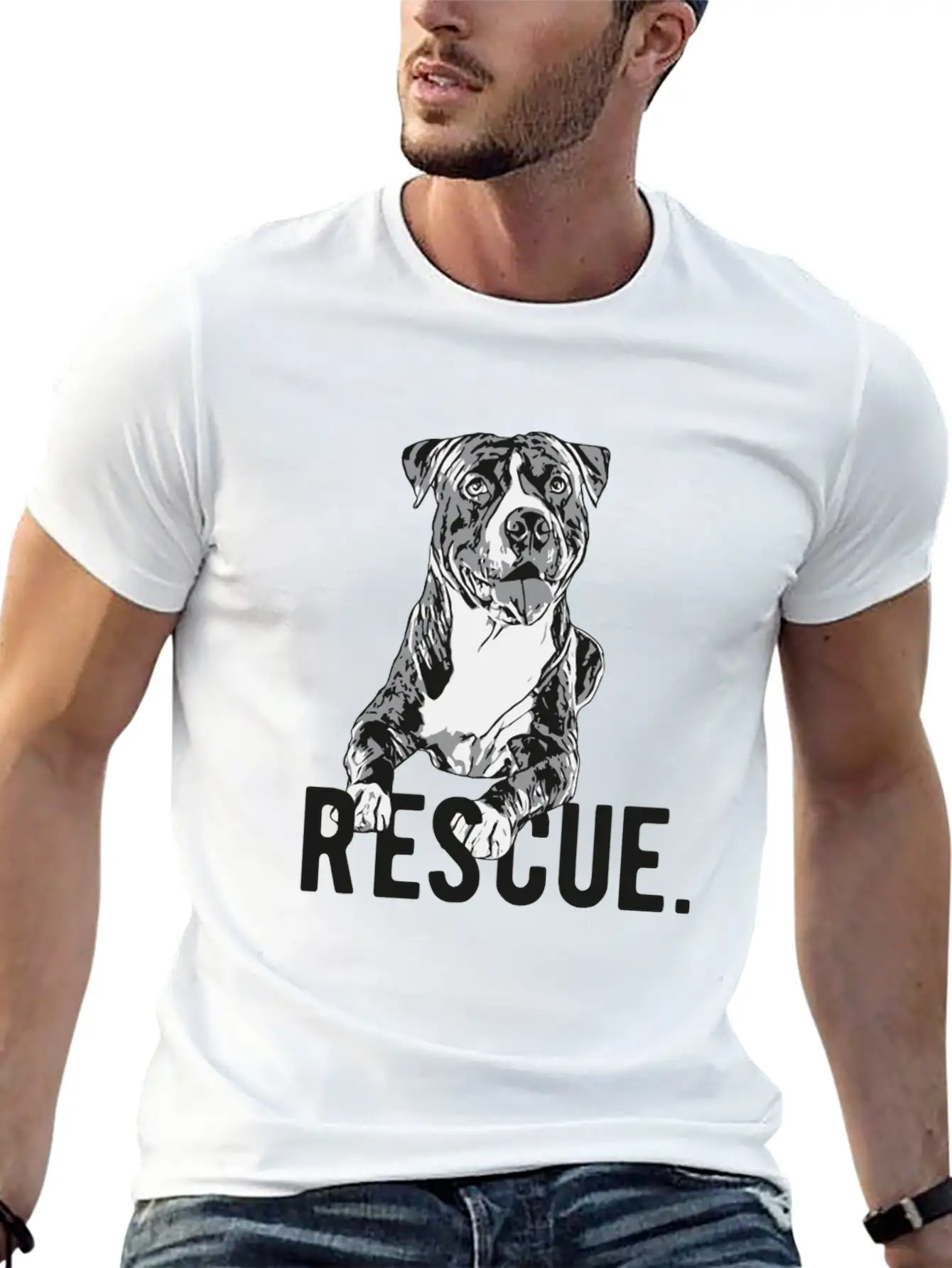 Rescue Pitbull Drawing Dog Mom Adopt Don'T Shop Ma Unisex Casual T-Shirt – Clean Design For Daily Comfort
