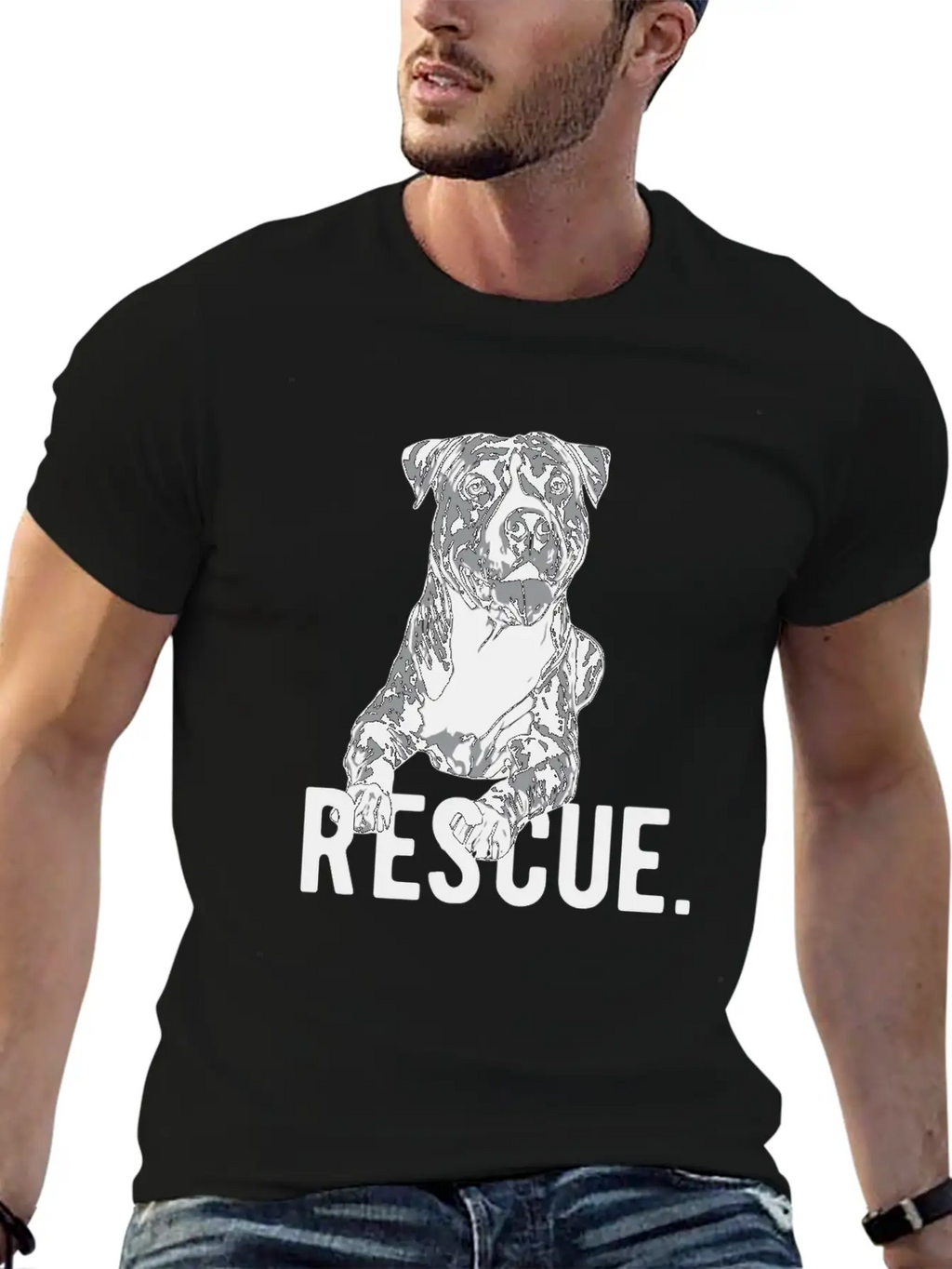 Rescue Pitbull Drawing Dog Mom Adopt Don'T Shop Ma Unisex Casual T-Shirt – Clean Design For Daily Comfort
