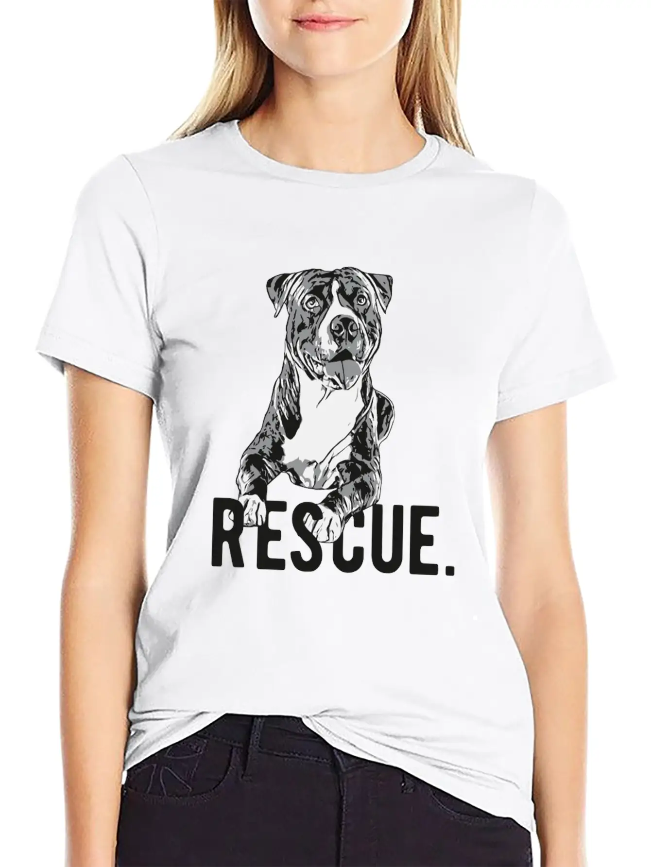Rescue Pitbull Drawing Dog Mom Adopt Don'T Shop Ma Unisex Casual T-Shirt – Clean Design For Daily Comfort