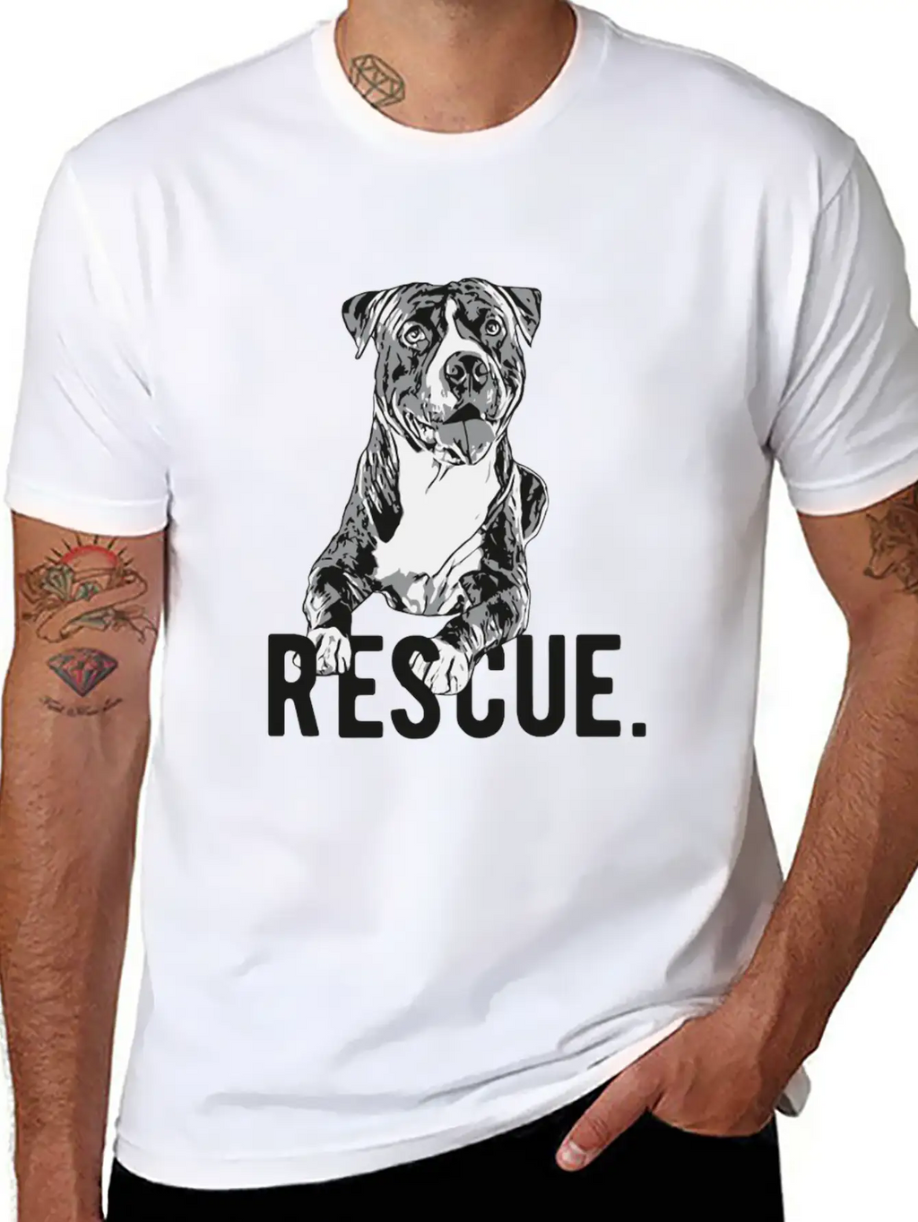 Rescue Pitbull Drawing Dog Mom Adopt Don'T Shop Ma Unisex Casual T-Shirt – Clean Design For Daily Comfort