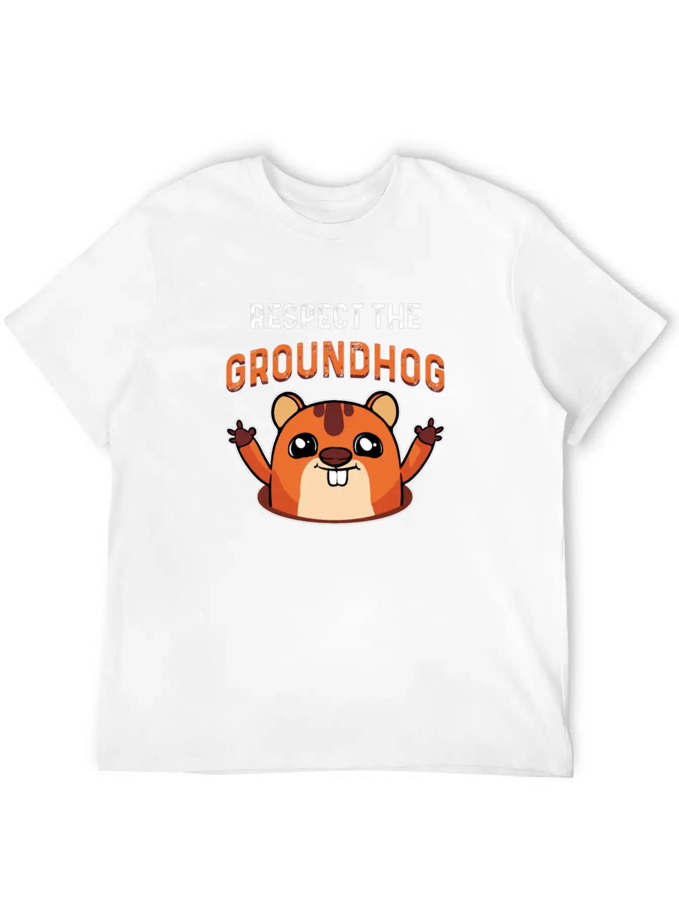 Respect The Groundhog Shadow Animal Woodchuck USA Unisex Short Sleeve Soft Cotton T-Shirt – Casual Everyday Wear