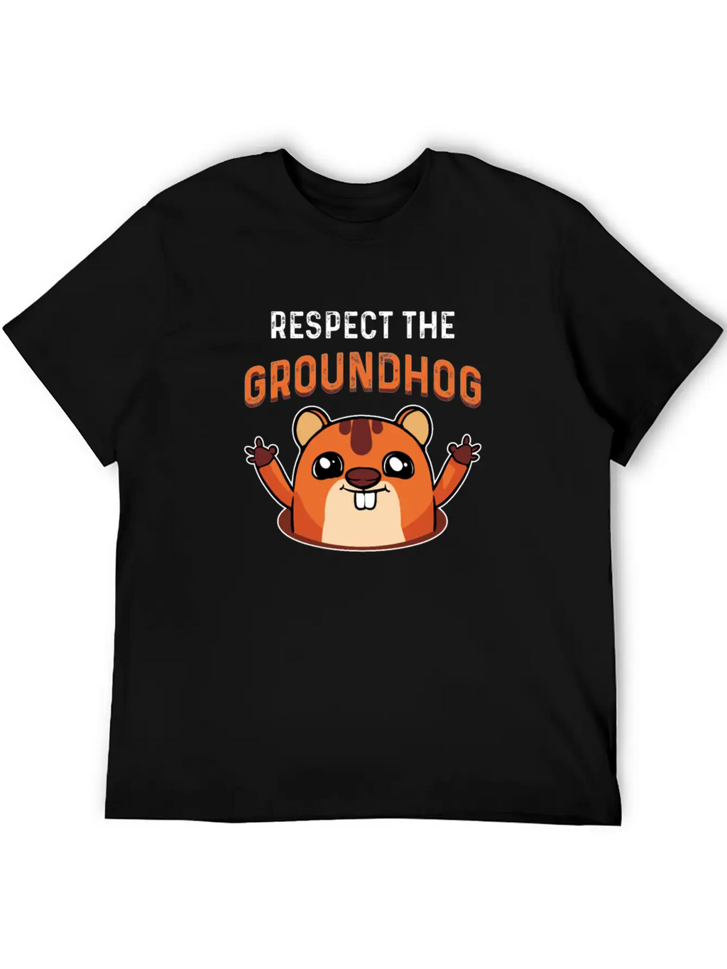 Respect The Groundhog Shadow Animal Woodchuck USA Unisex Short Sleeve Soft Cotton T-Shirt – Casual Everyday Wear