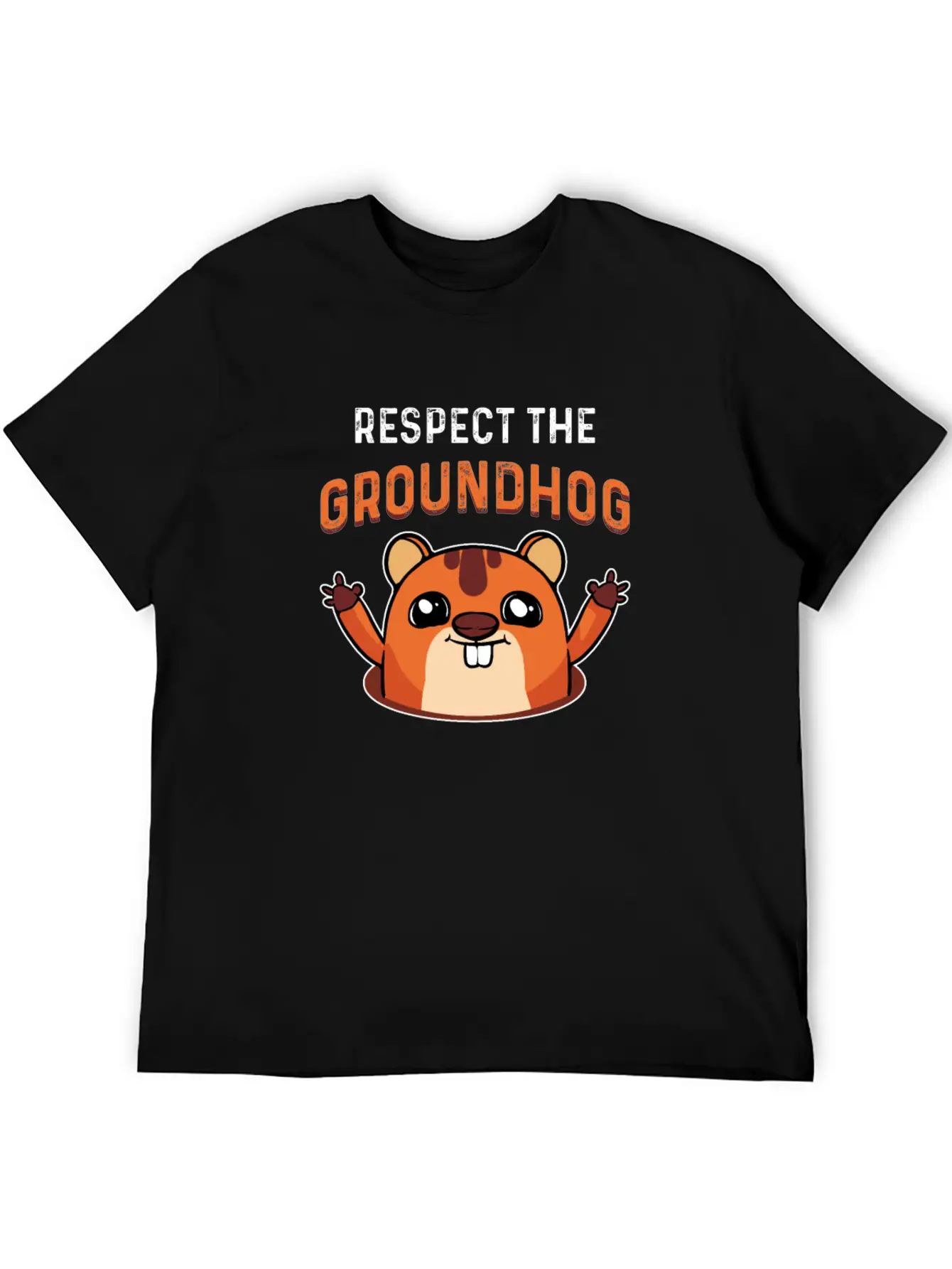 Respect The Groundhog Shadow Animal Woodchuck USA Unisex Short Sleeve Soft Cotton T-Shirt – Casual Everyday Wear