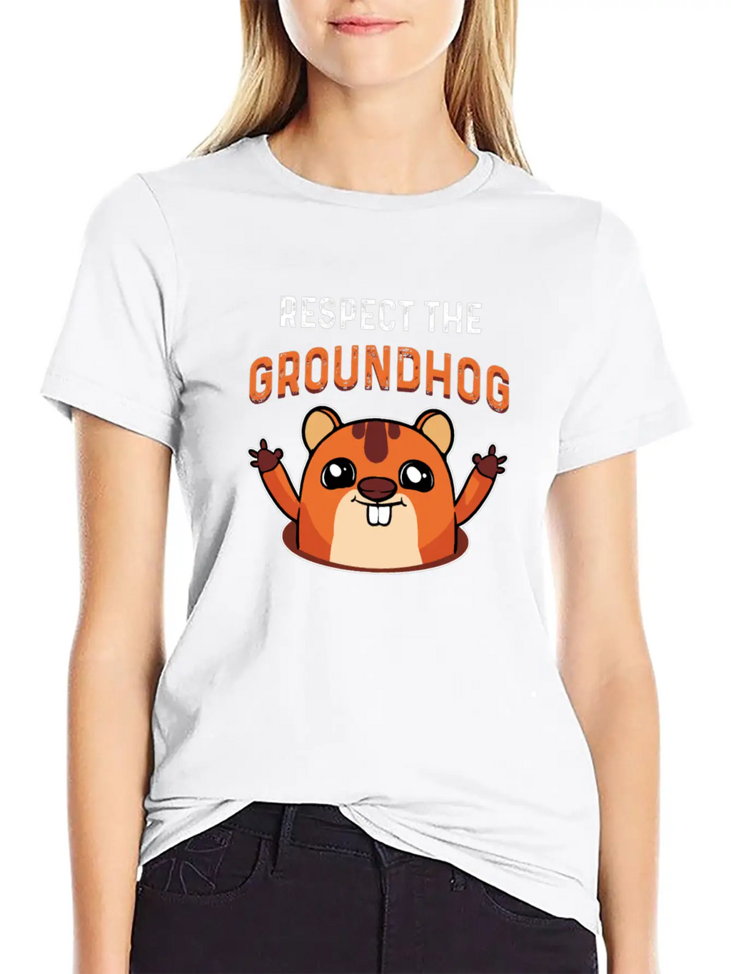 Respect The Groundhog Shadow Animal Woodchuck USA Unisex Short Sleeve Soft Cotton T-Shirt – Casual Everyday Wear