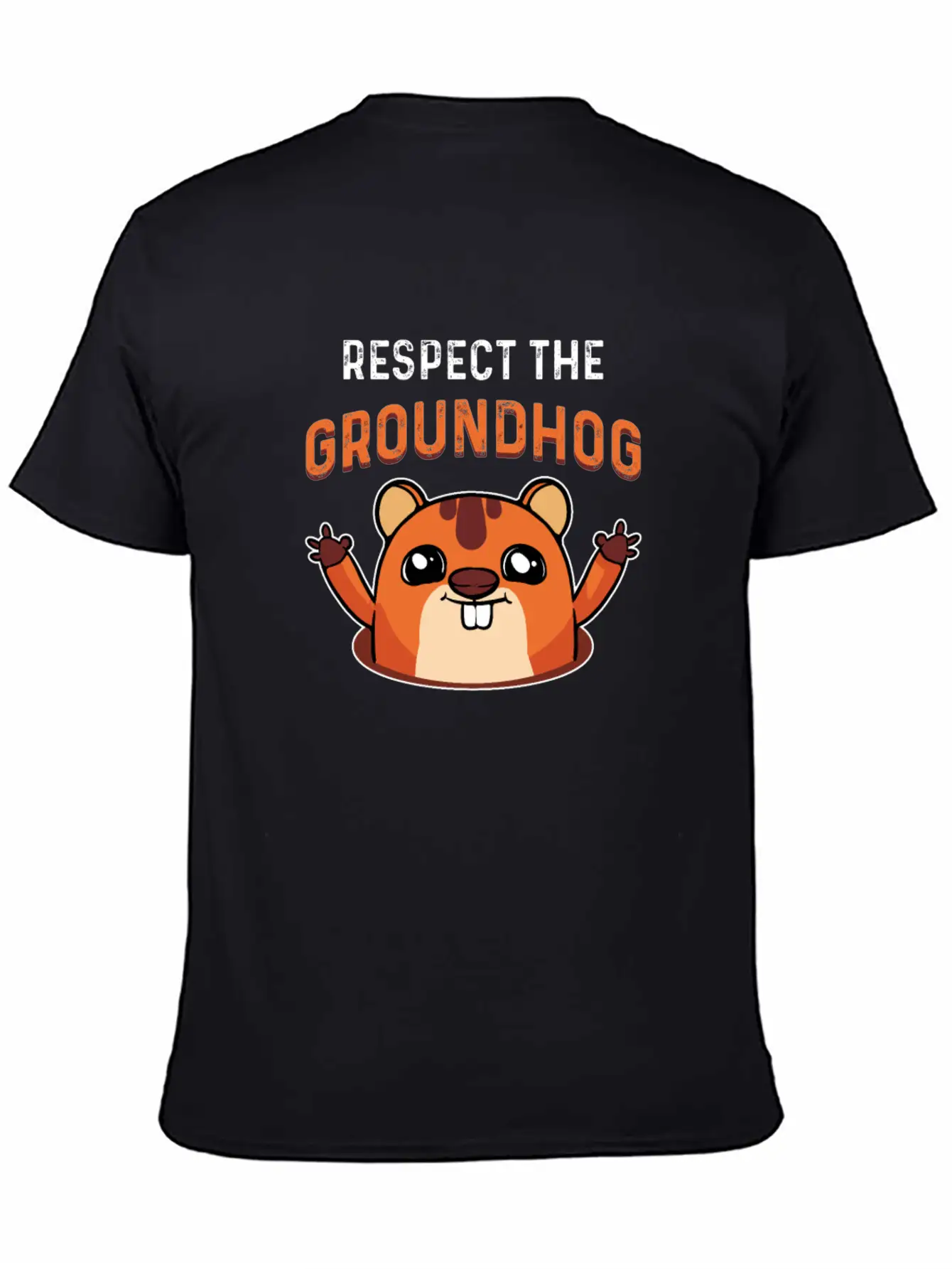 Respect The Groundhog Shadow Animal Woodchuck USA Unisex Short Sleeve Soft Cotton T-Shirt – Casual Everyday Wear