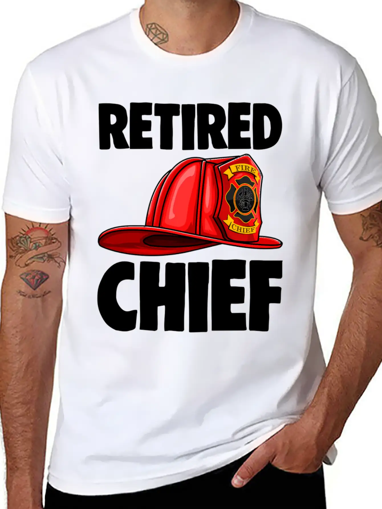 Retired Fire Chief Fire Fighters Love Unisex Short Sleeve Soft Cotton T-Shirt – Casual Everyday Wear