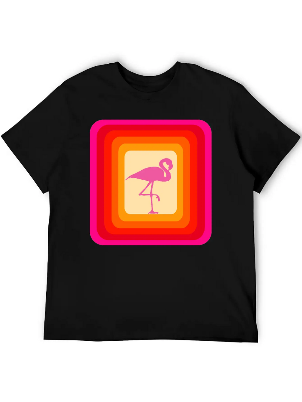 Reto Style Flamingo Unisex Short Sleeve Soft Cotton T-Shirt – Casual Everyday Wear