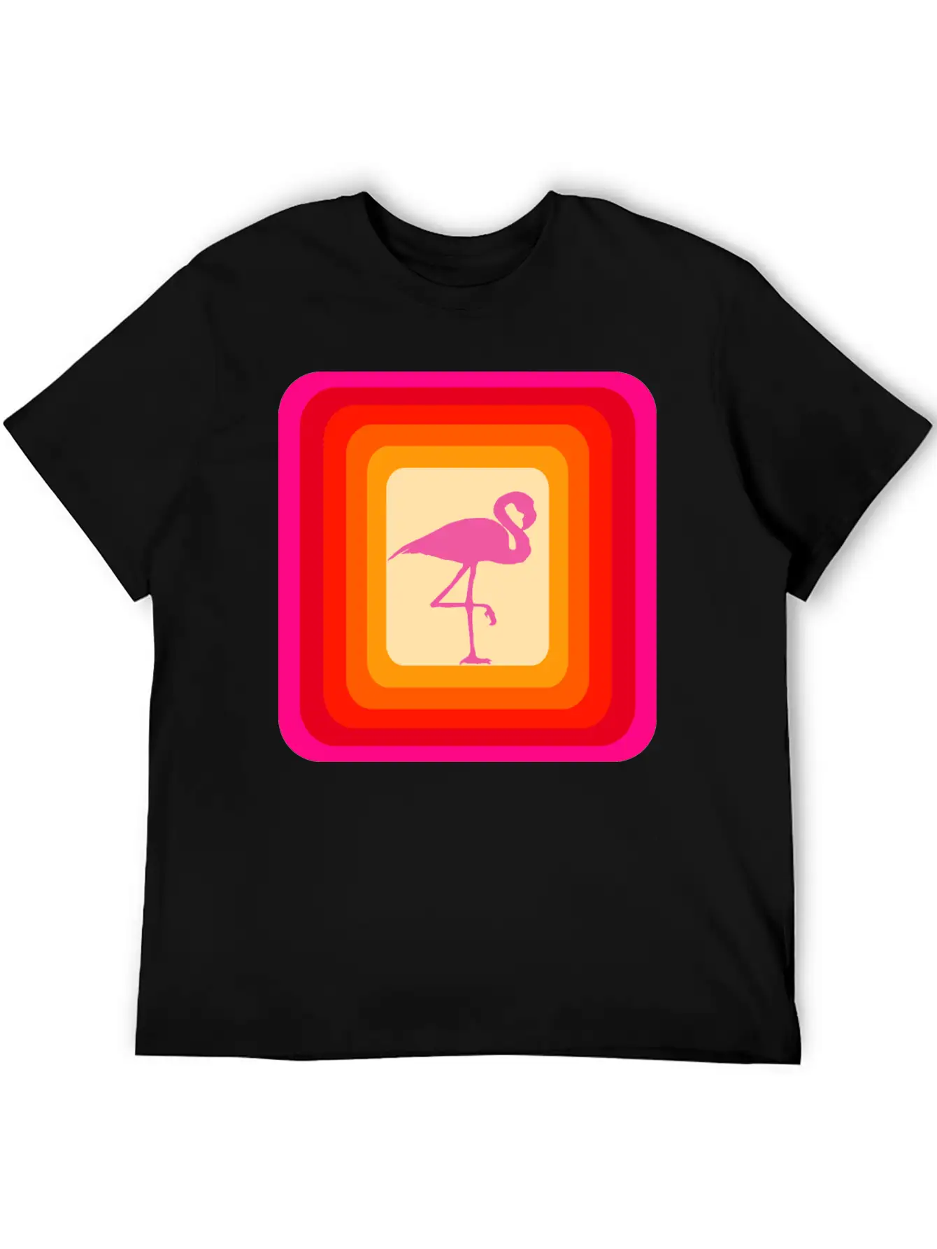 Reto Style Flamingo Unisex Short Sleeve Soft Cotton T-Shirt – Casual Everyday Wear