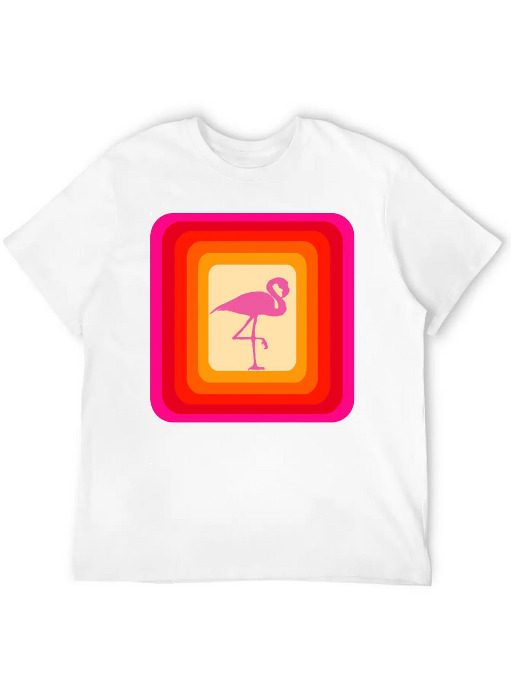Reto Style Flamingo Unisex Short Sleeve Soft Cotton T-Shirt – Casual Everyday Wear