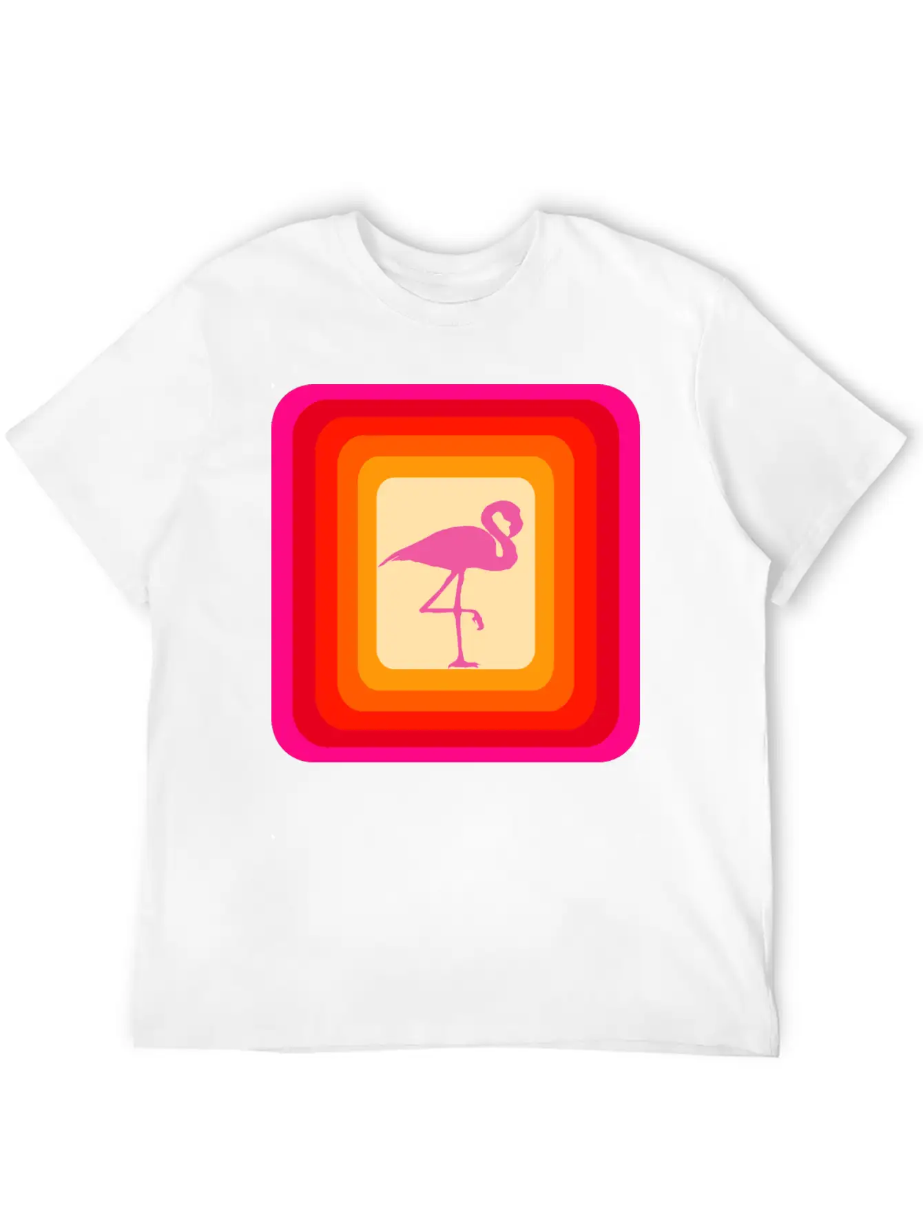 Reto Style Flamingo Unisex Short Sleeve Soft Cotton T-Shirt – Casual Everyday Wear